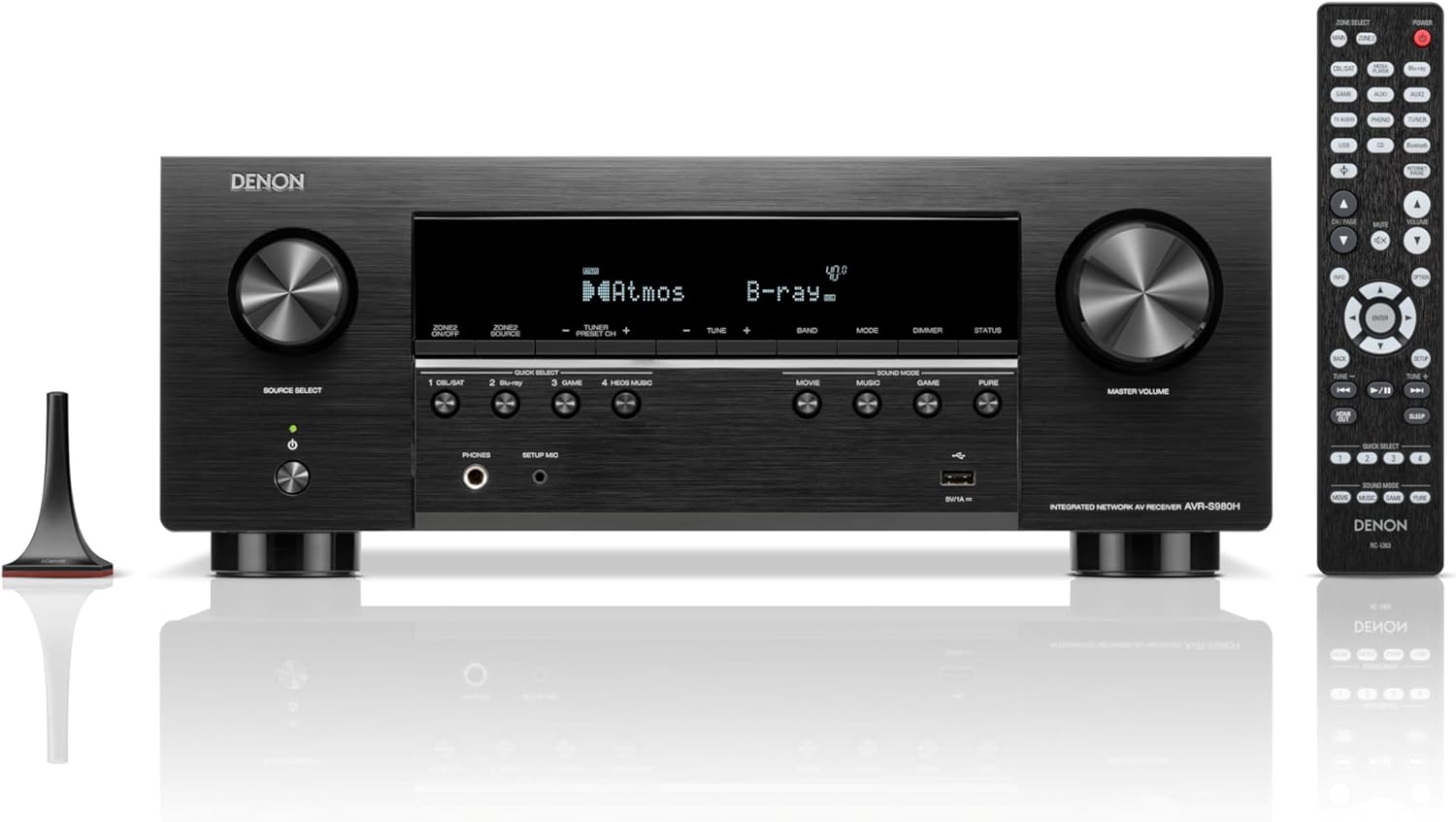 Denon AVR-S980H 7.2-Channel Receiver, Built in Bluetooth and Wi-Fi Plus HEOS Multi-Room Streaming, Dolby Atmos & DTS:X. 90 WPC, 8K/60Hz & 4K/120Hz Video Support, HDMI eARC, Amplifier for Home Audio