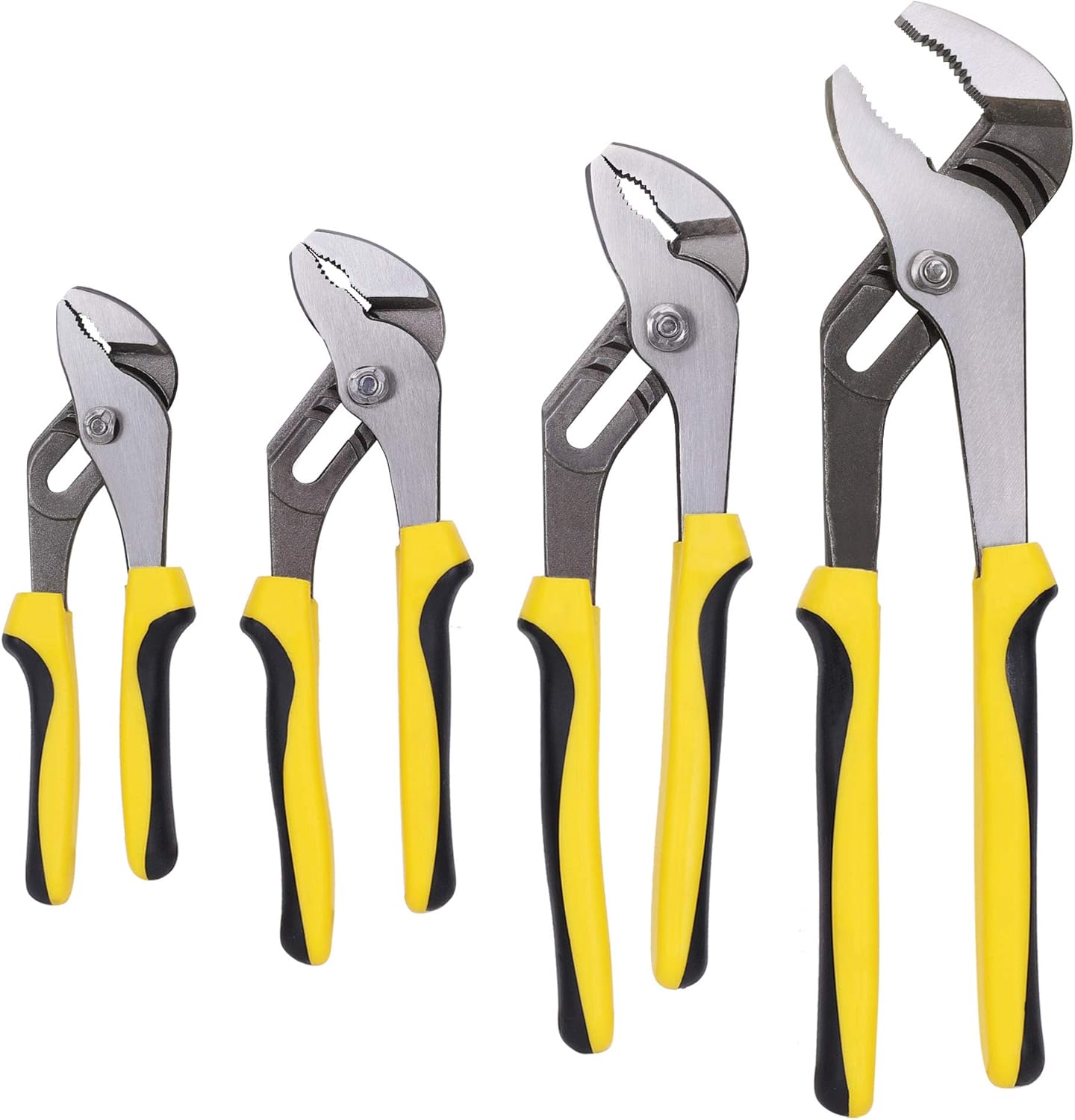 TOPLINE 4-piece Groove Joint Pliers Set with Bi-Material Handles, Tongue and Groove Pliers Set Included 12-in, 10-in, 8-in and 6-in, Perfect for Plumbing Repair and Basic Home Maintenance