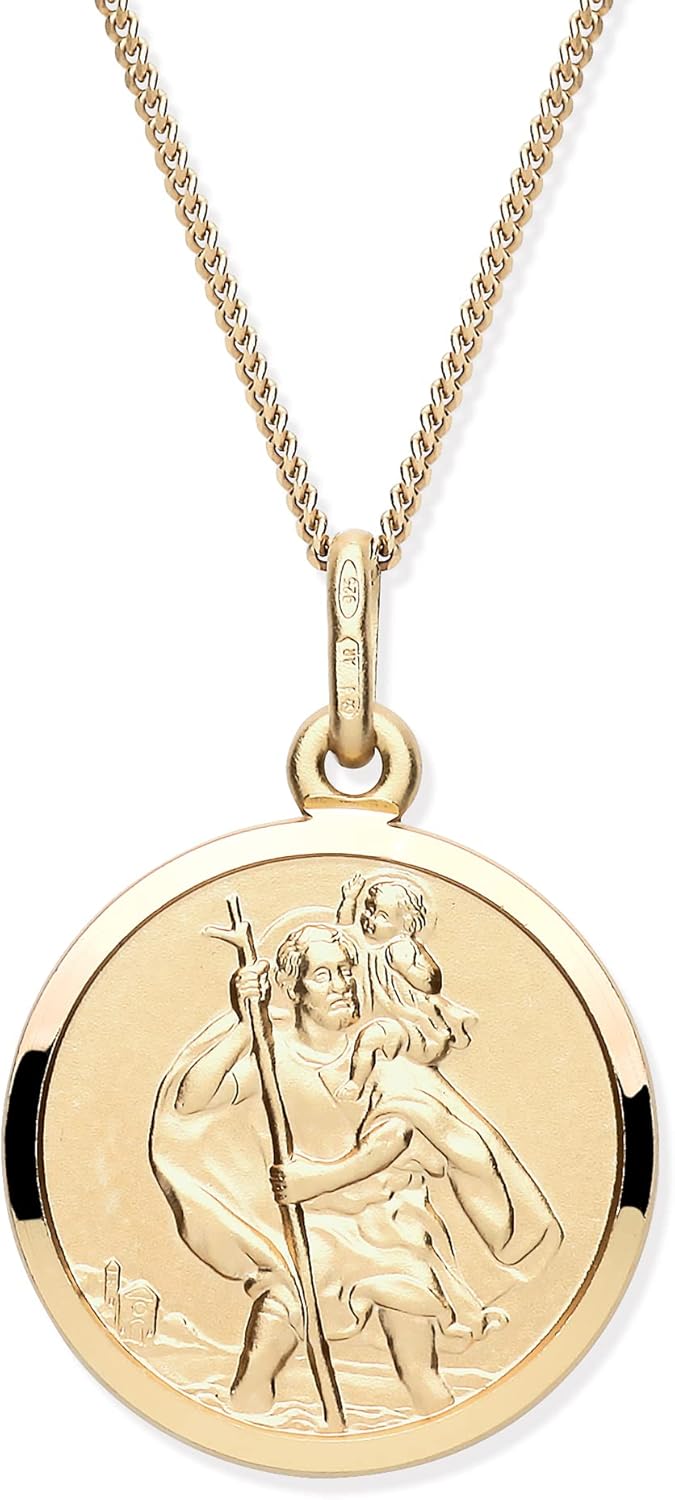 Old English Jewellers 9ct Yellow Gold on Silver St Christopher Pendant - 16 18 20 INCH or PENDANT ONLY