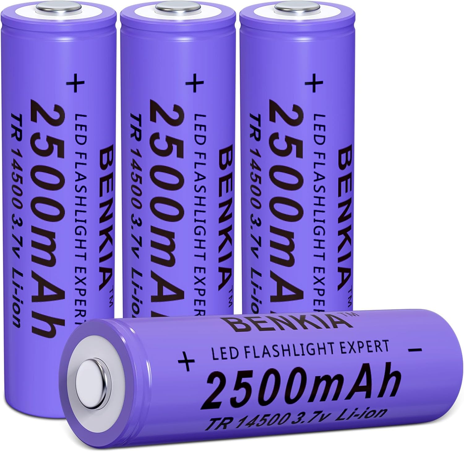 14500 Battery 3.7volt li-ion Rechargeable Button Top 2500mAh 3.7v Batteries for Headlamp Flashlights Headlight Cameras Toys (4Pcs)