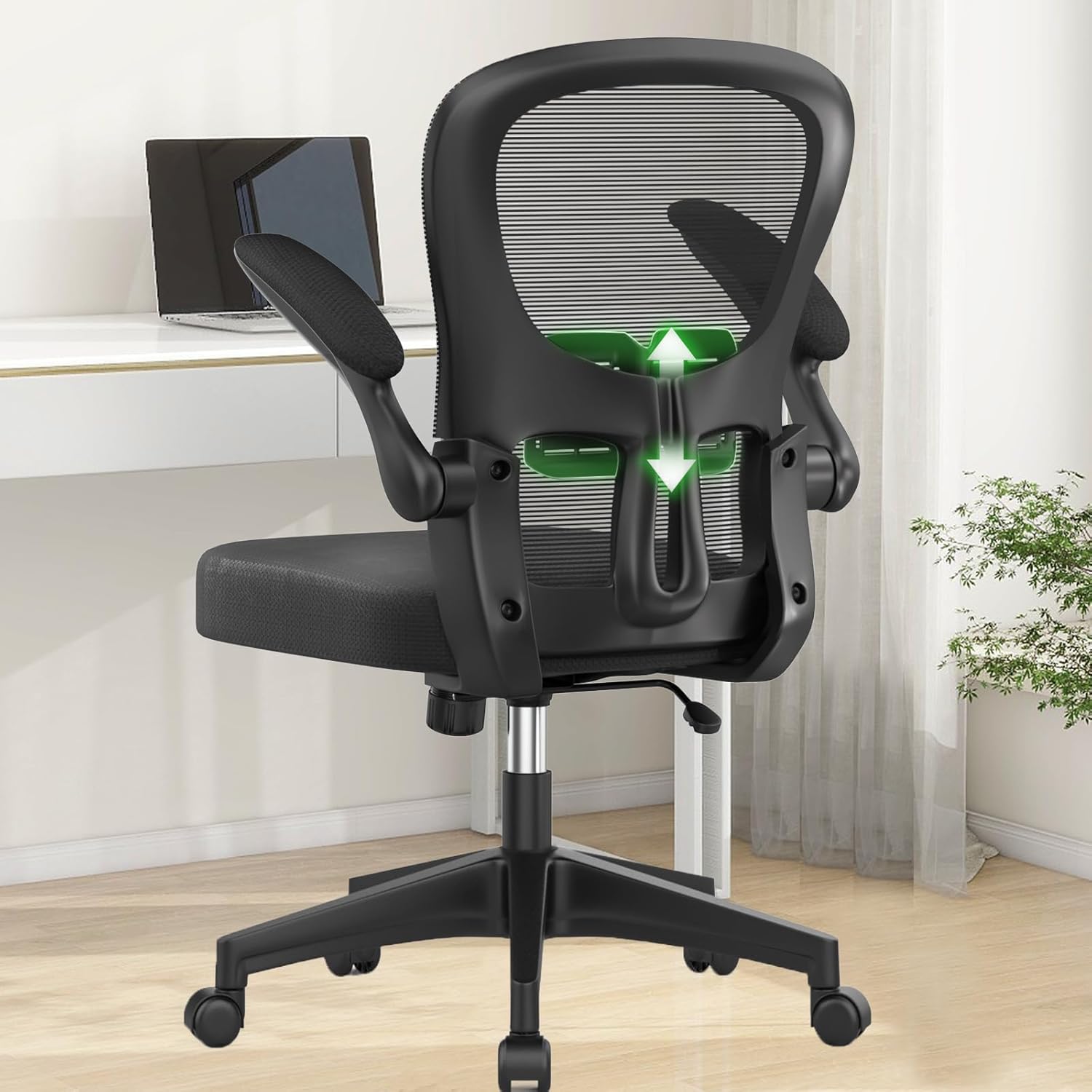 YONISEE Office Chair - Ergonomic Office Chair with Adjustable Padded Armrests, Lumbar Support Executive Chair Cushion Comfortable Swivel Chair for Home Office