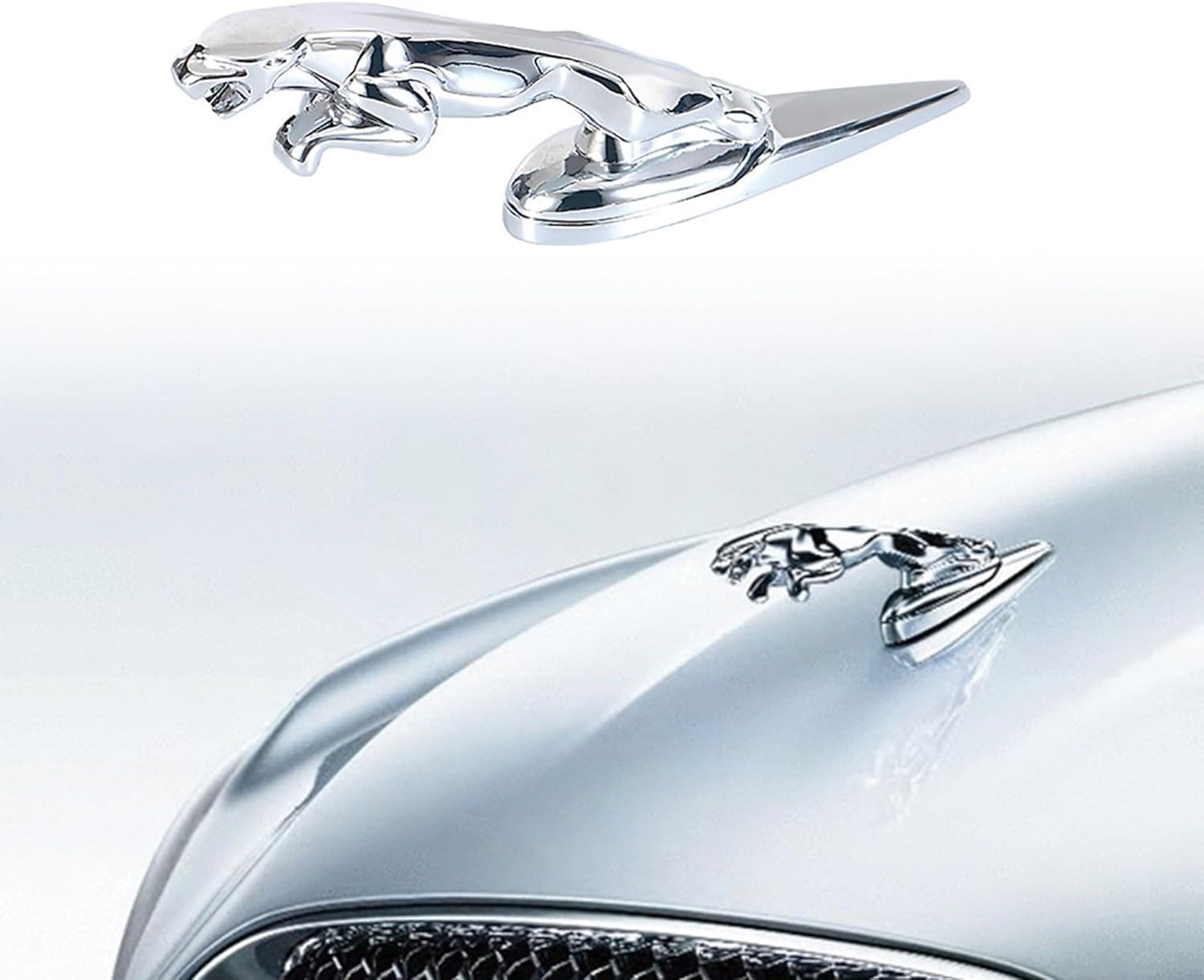 ARKOSKNIGHT Hood Emblem - Compatible with XE, XF, XJ Jagvar Accessories- 3D Classical Design - Hood Emblem in Chrome/Black Finish(Chrome), JBEM002