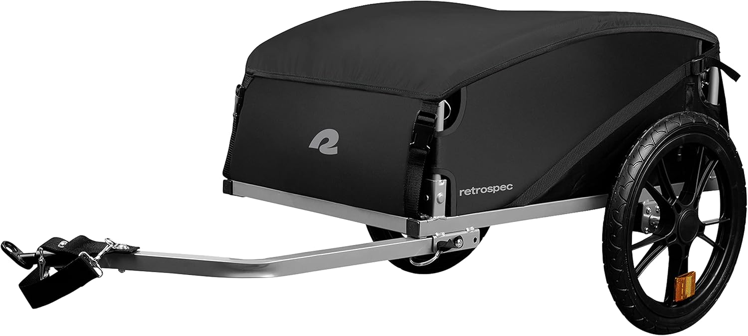 Retrospec Rover Hauler Cargo Bike Trailer with Folding Frame & Weather Resistant Fabric, Large Cargo Carrier, Fits 20” - 29” Bicycle Wheels