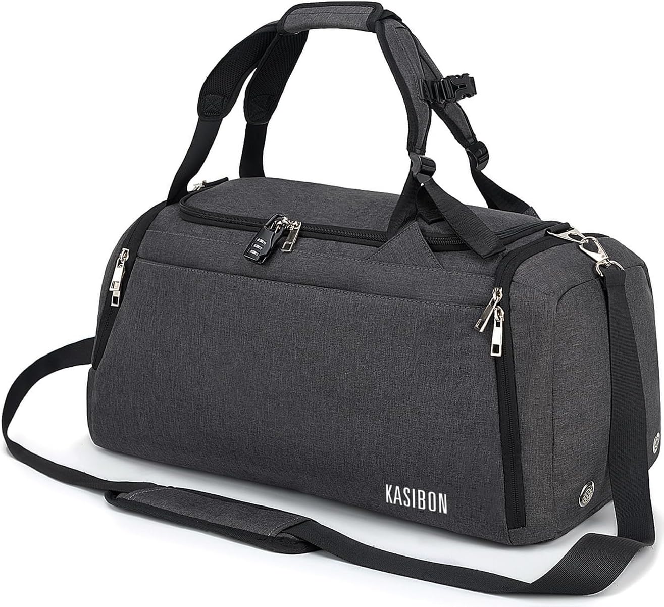42L Waterproof Gym Bag with Shoes Compartment, Weekend Bag with Wet Pocket