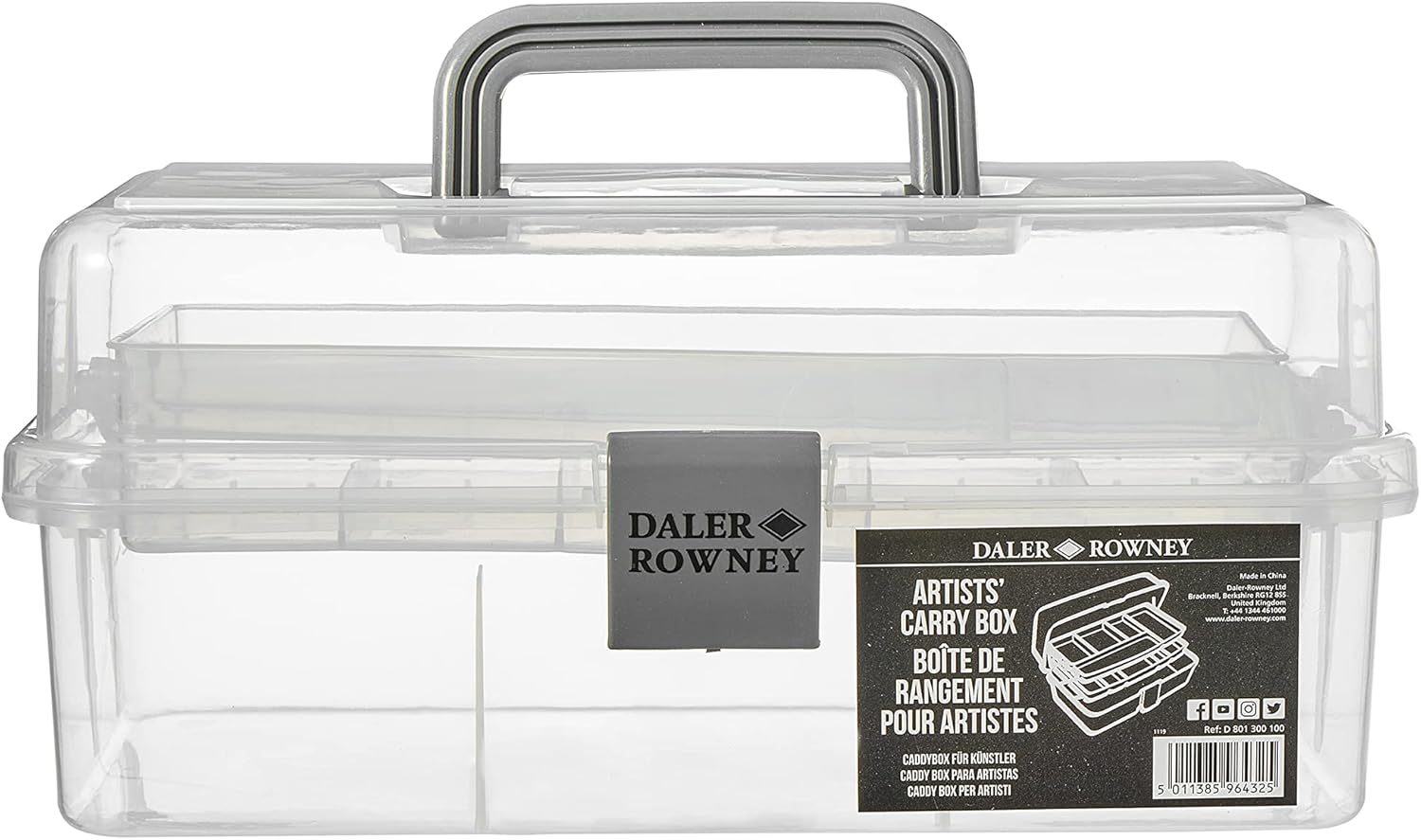 Daler-Rowney Artists' White Caddy Carry Storage Box for Art Supplies, 33 x 20 x 15cm, Ideal for Professional Artists & Students