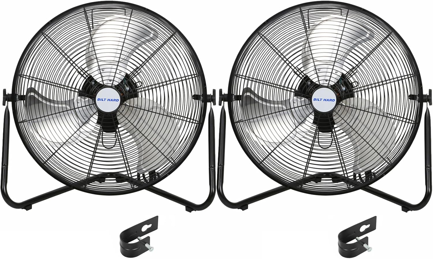 BILT HARD 20" High Velocity Floor Fan, 4600 CFM 3-Speed Industrial Shop Fan with Wall-Mounting System, Heavy Duty Metal Fan for Garage Workshop and Warehouse, 2 Pack