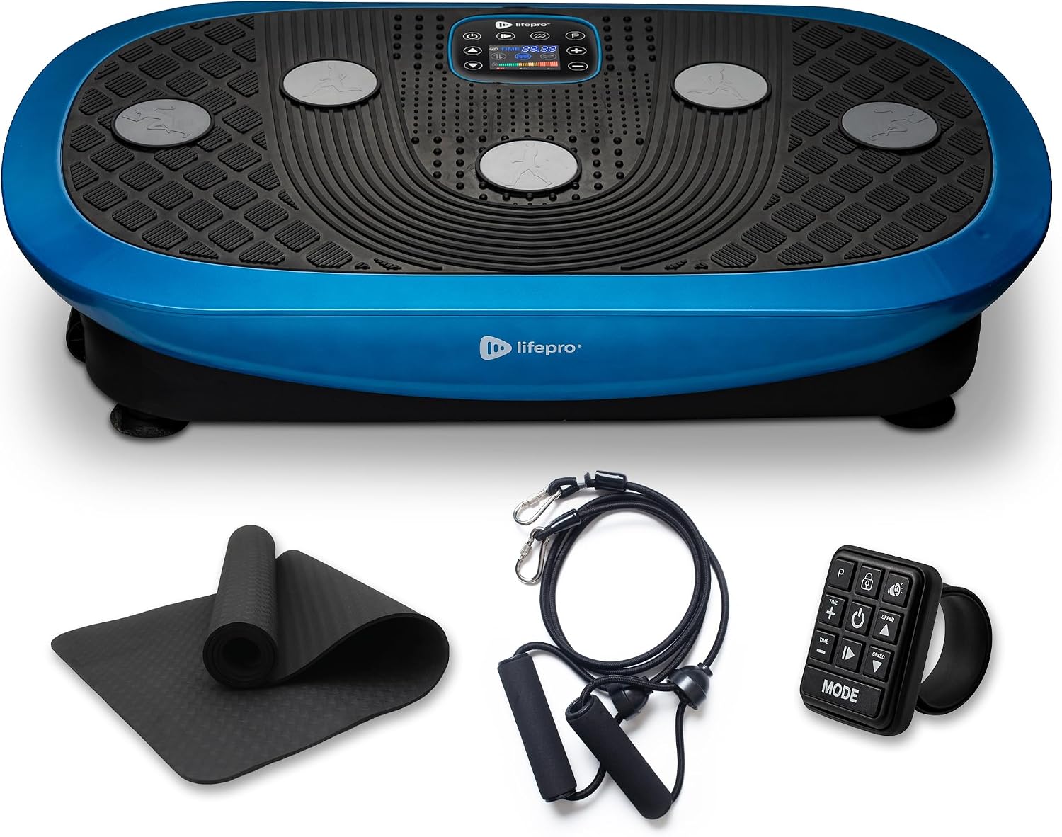 LifePro Vibration Plate For Weight Loss & Shaping | Rumblex Plus 4D | Triple Motor Oscillation, Linear, Pulsation | Whole Body Workout | Exercise Equipment For Home Use With Resistance Band | Blue