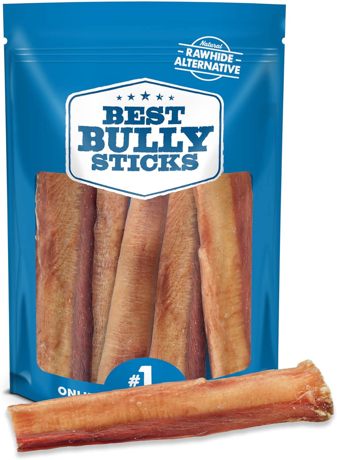 Best Bully Sticks 6 Inch Thick Bully Sticks for Dogs - 5 Count (Pack of 1) - Natural, Grass-Fed Beef, Single Ingredient, Grain and Rawhide Free - Large Breeds