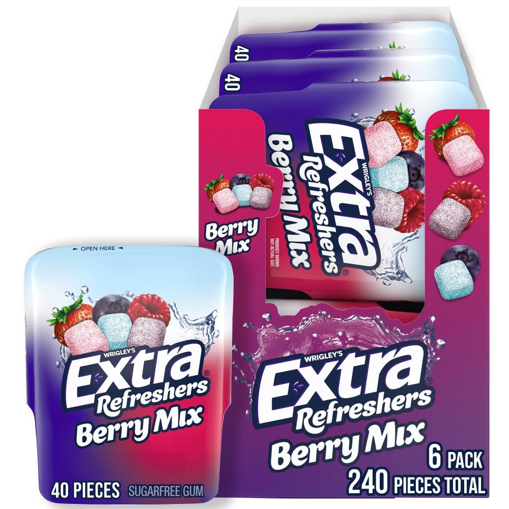 EXTRA Gum Sugar-Free Chewing Gum, Berry Mix - 3.21-Ounce 40-Piece Bottle (Pack of 6)