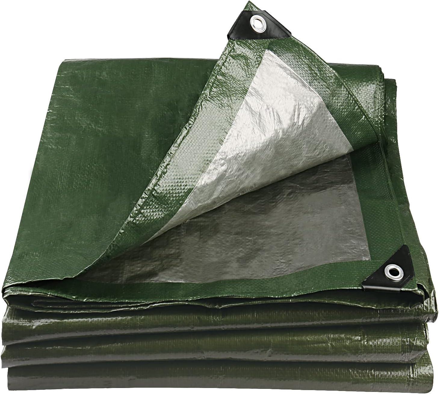 Onarway Tarpaulin Waterproof Heavy-Duty for Outdoor: 3m x 4m 105GSM UV/Tear Resistant PE Tarpaulin Sheet with Reinforced Grommets for Garden Furniture & Ground Use - Green