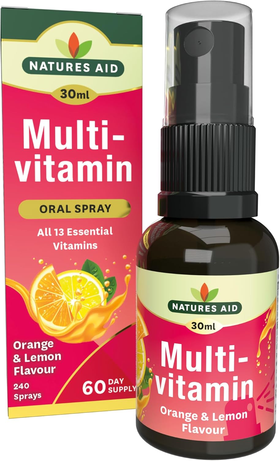 Natures Aid Multivitamin Daily Oral Spray 30ml - Natural High Strength Supports Energy Tiredness Fatigue Healthy Immune & Nervous System - Pill Tablet Capsule Free Liquid Supplement 2-Month Supply