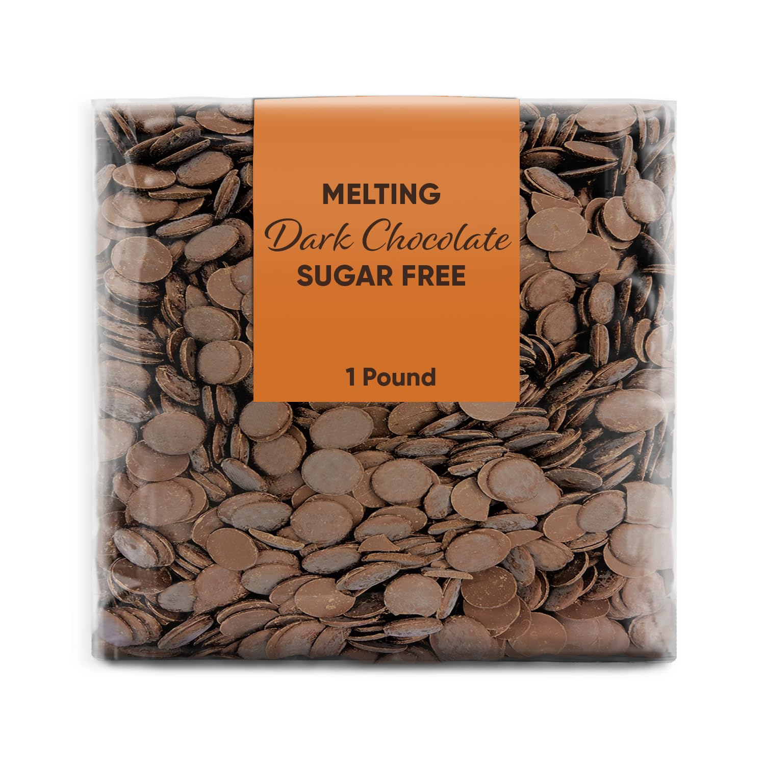 Melting Dark Chocolate Sugar Free - 1 Pound approx 195 pieces of Dark Chocolate Candy Zero Sugar - Sugar Free Baking Chocolate Diabetic Friendly Perfect for Baking, Dipping, and Chocolate Fountain - Dark Chocolate Discs for Candy Making and Melting