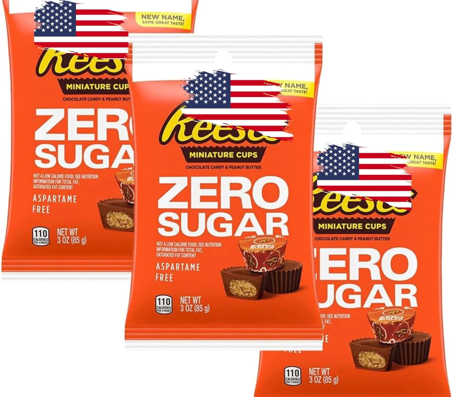 Reeses Peanut Butter Cup Miniatures, Sugar Free, 3-Ounce Bags (Pack of 3)