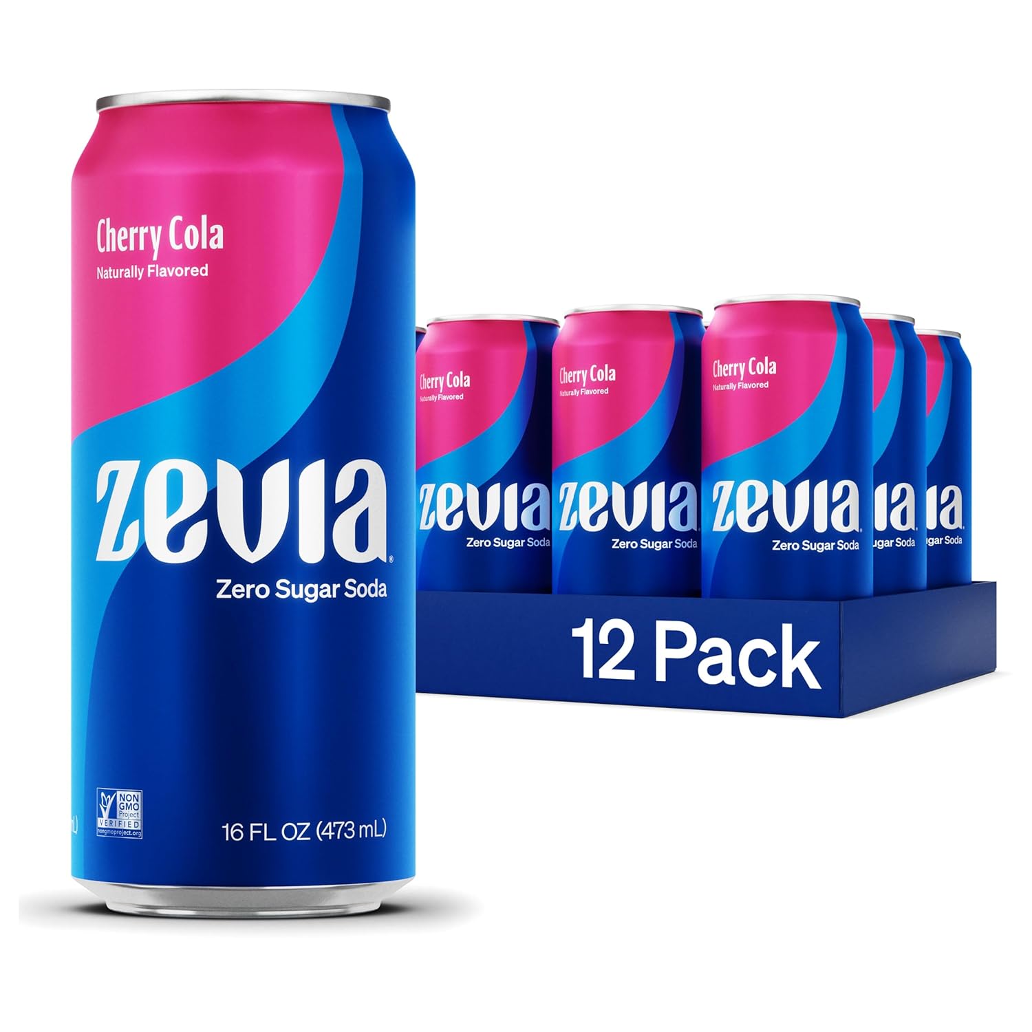 Zevia Zero Calorie Soda, Cherry Cola, 16 Ounce Cans (Pack of 12)