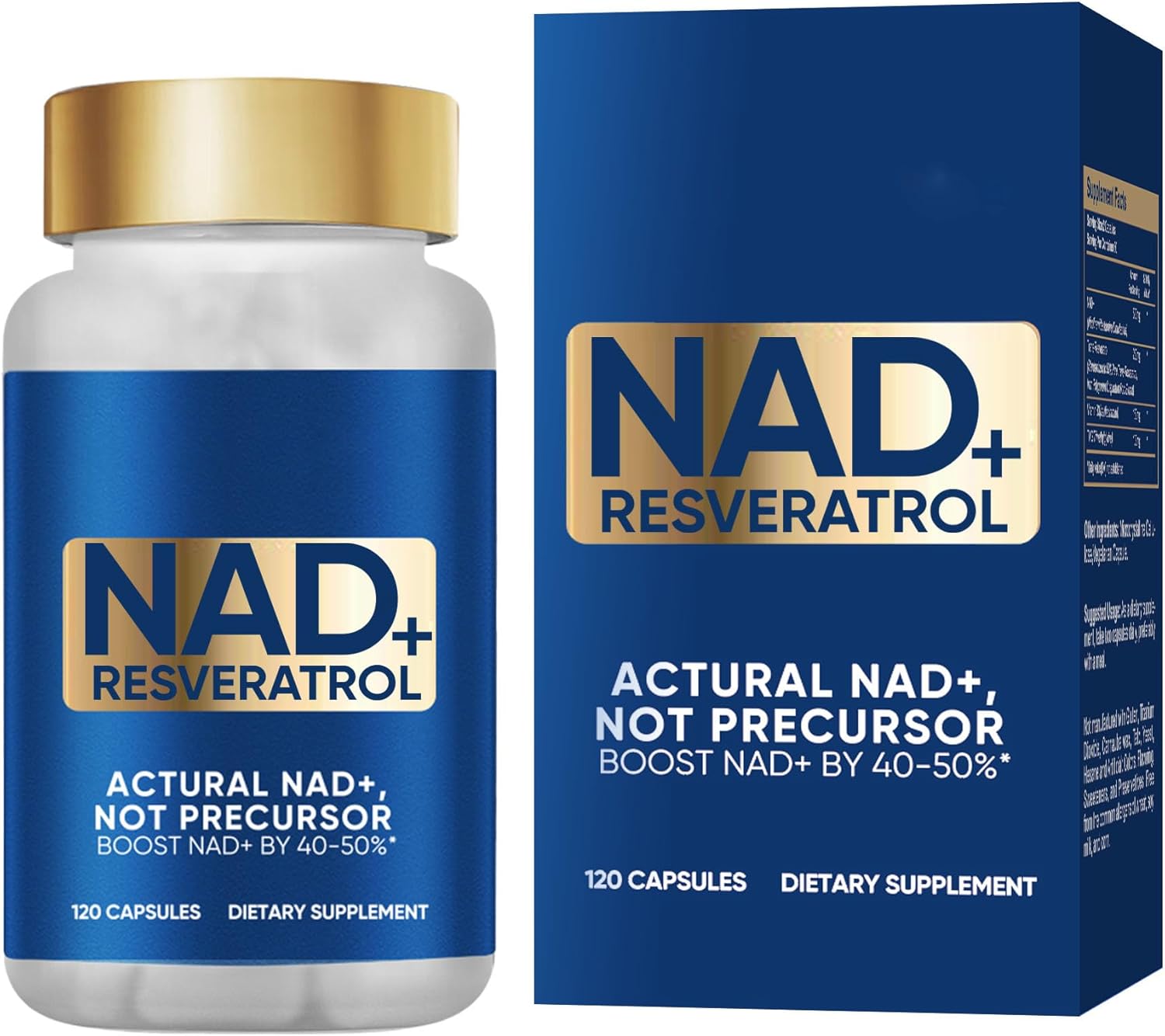 NAD+ Supplement 1000mg, Pure Organic NAD+ Resveratrol NMN Alternative Supplement, Anti-Aging & Antioxidant Support, Boost Energy & Focus, 120 Capsules(60 Days Supply)