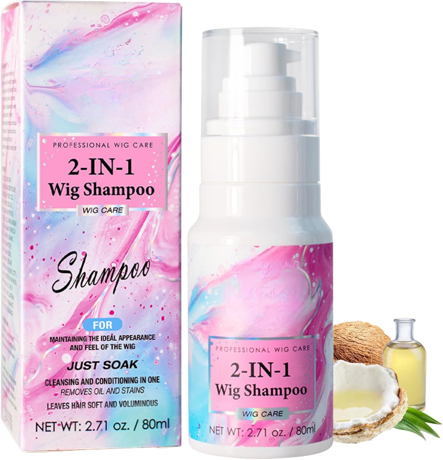 Wig Shampoo and Conditioner 2 in 1 – Shampoo and Conditioner 2 in 1 Formula for Synthetic & Human Hair Wigs – Helper for Wig Maintenance, Gentle Cleansing, Conditioning & Tangle-Free Finish