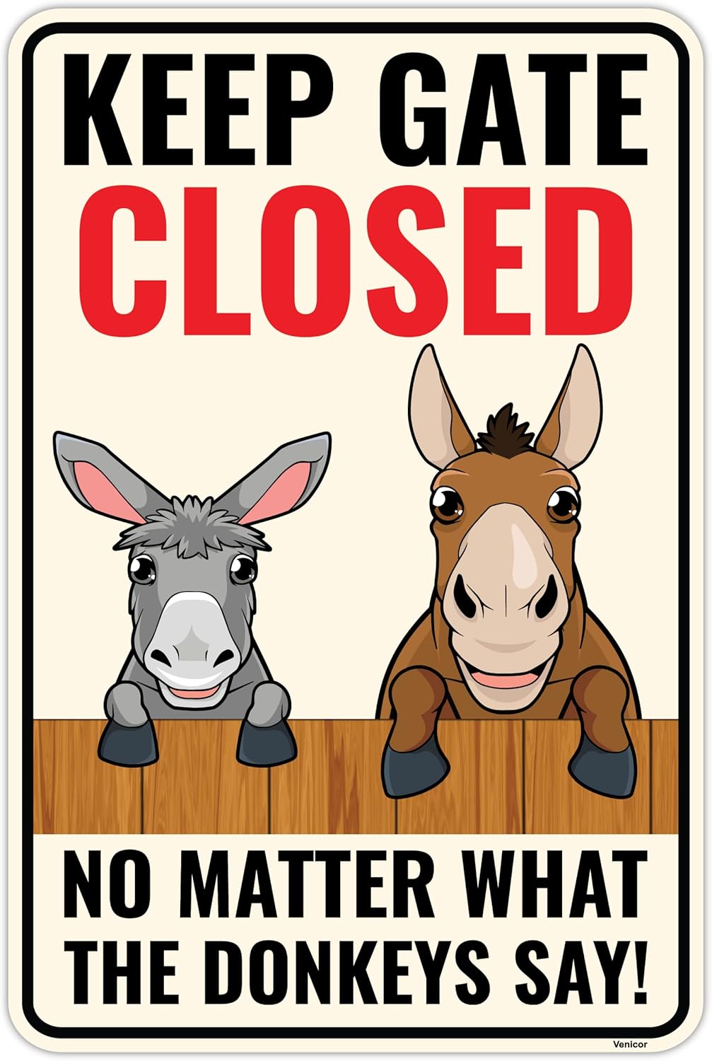 Venicor Donkey Sign Decor - 14 x 9 Inches - Aluminum - Donkey Gifts - Donkey Stuffed Animal Figurine Wall Artwork Halter Sticker Pictures