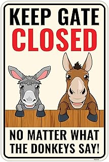 Venicor Donkey Sign Decor - 14 x 9 Inches - Aluminum - Donkey Gifts - Donkey Stuffed Animal Figurine Wall Artwork Halter Sticker Pictures
