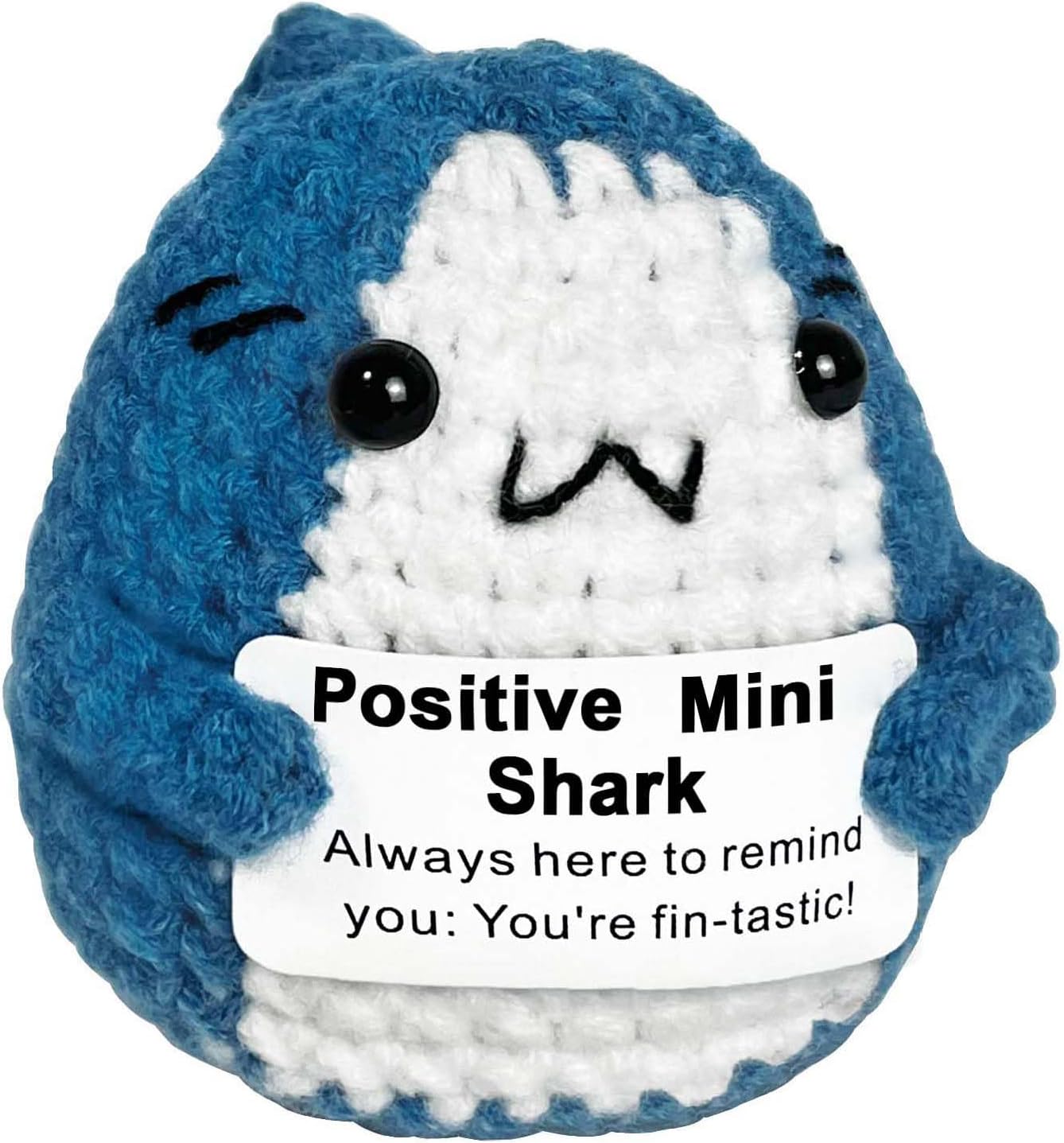 Positive Crochet Shark Gifts, Shark Lovers Birthday Graduation Gift for Women Men, Emotional Inspirational Motivational Encouragement Animals with Affirmation Support Message