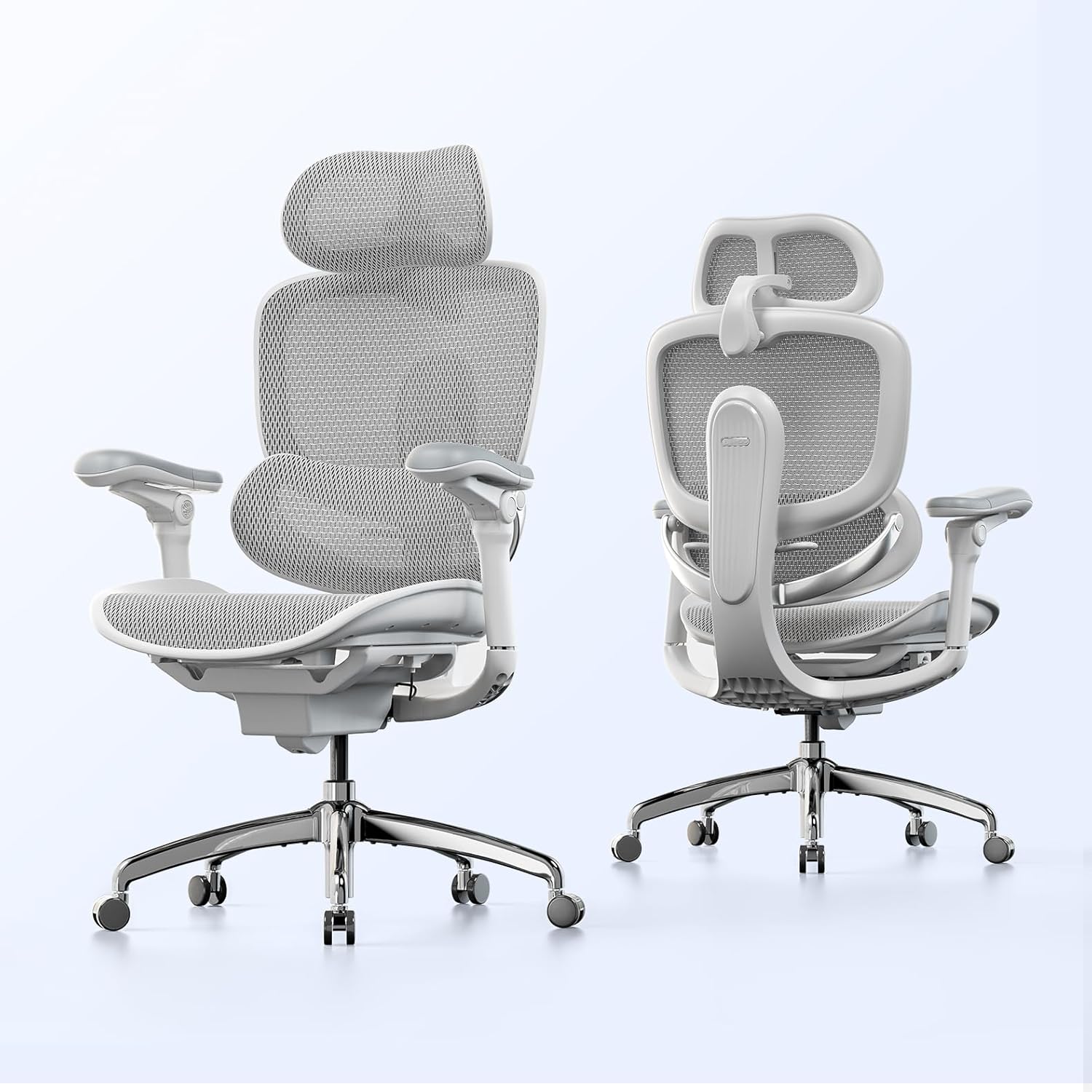 SIHOO Doro C300 Pro V2 Ergonomic Office Chair Without Footrest, Full-Body Adaptive Support, 8D Armrests & Breathable Mesh, Comfy High Back Computer Desk Chair for Long Hours, 135° Recline (White)