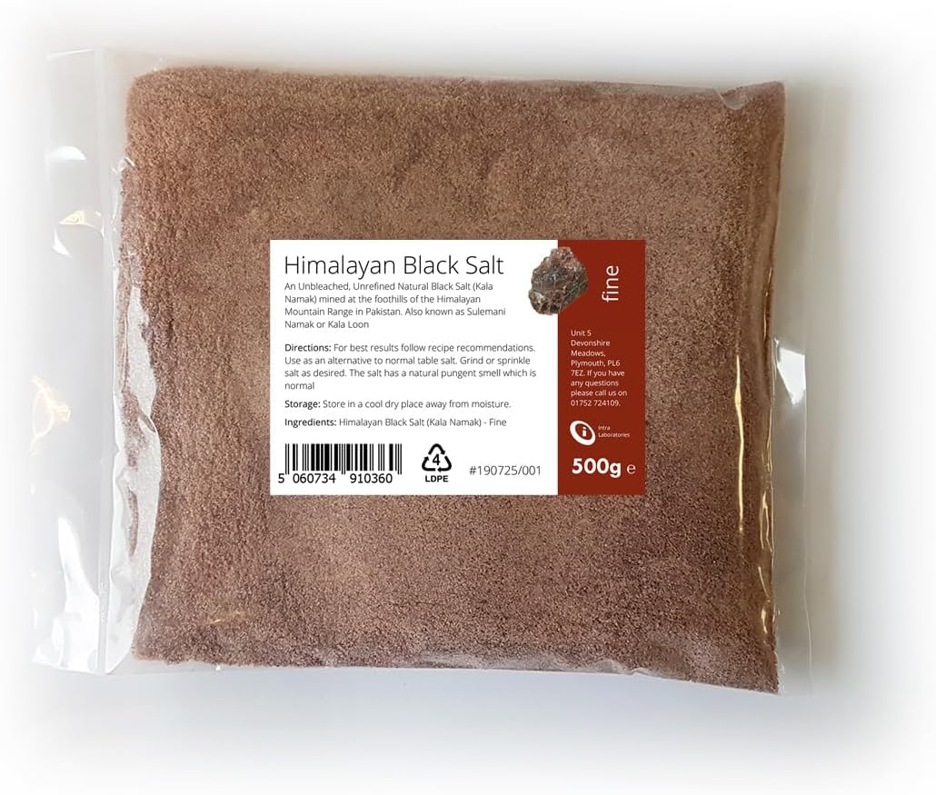 Intralabs - Black Himalayan Salt 500g - Pure & Naturally Organic Food Grade Kala Namak Fine