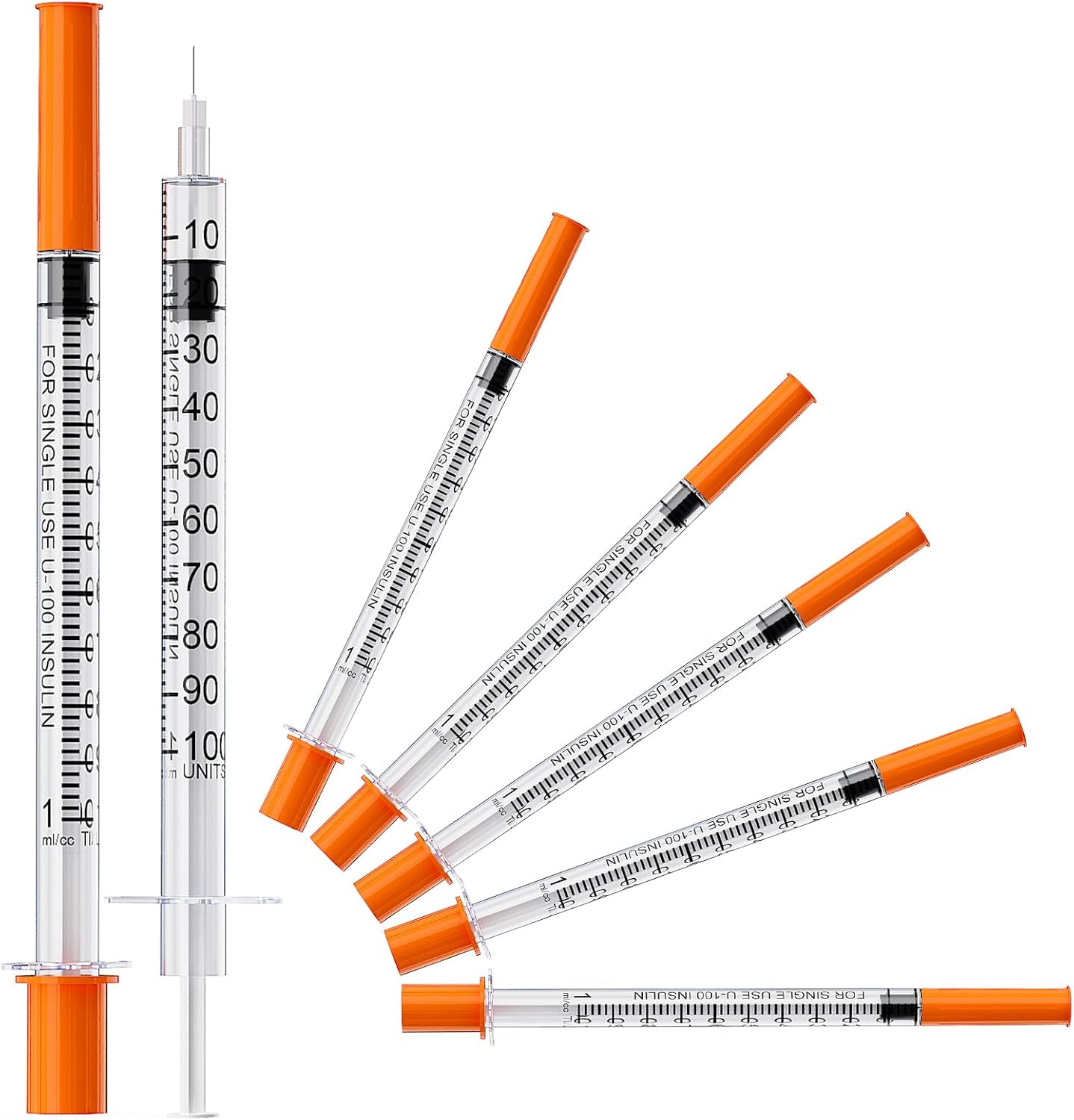 Insulin Syringe U-100 | 1ml/cc with 29G 1/4''(6mm) Needle, 8 Pcs Individual Packaging