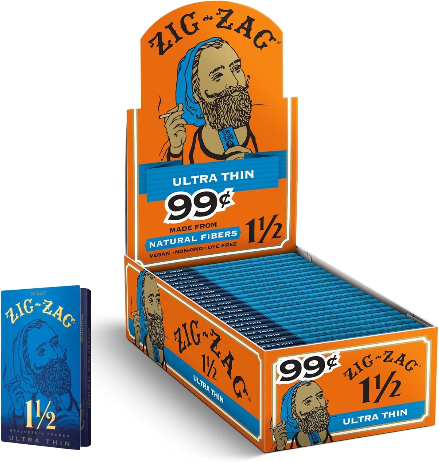 ZIG-ZAG Rolling Papers 1 ½ Ultra Thin Blue (24 Booklets) - 32 Sheets Each (Pre-Priced at $0.99 Each)