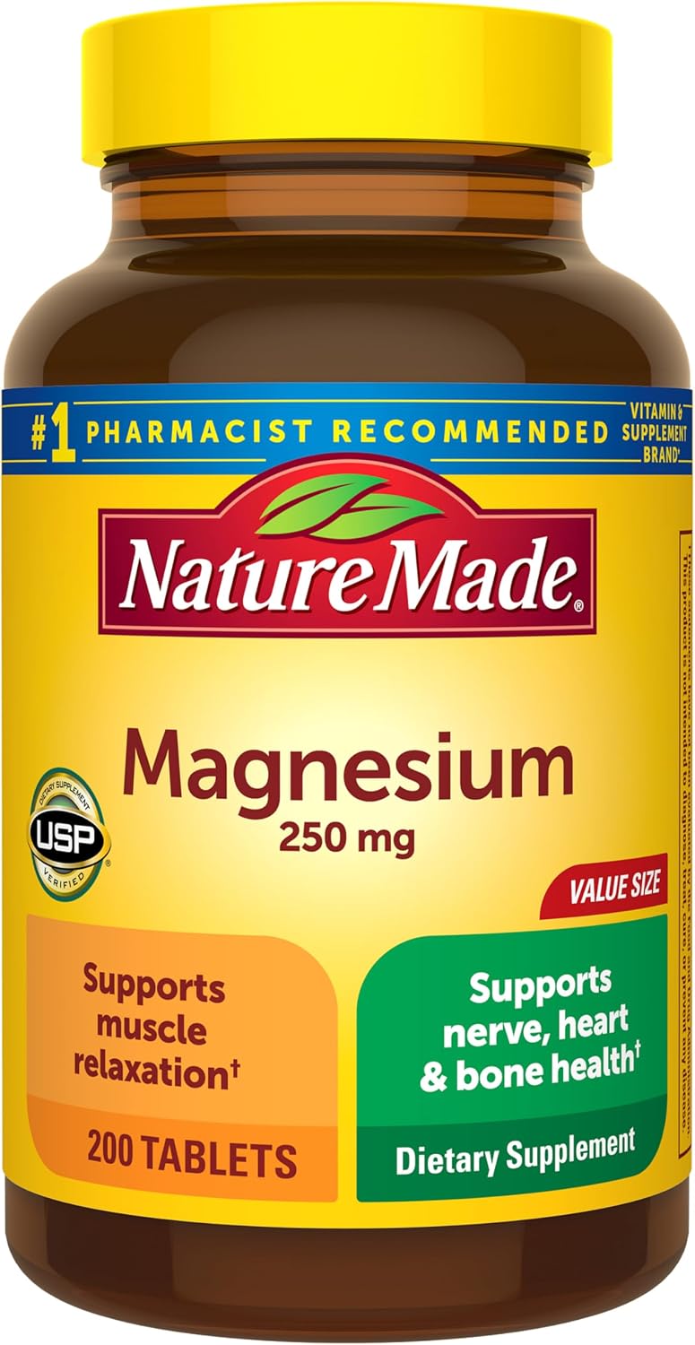 Nature Made Magnesium Oxide 250 mg for Muscle Relaxation, 200 Tablets