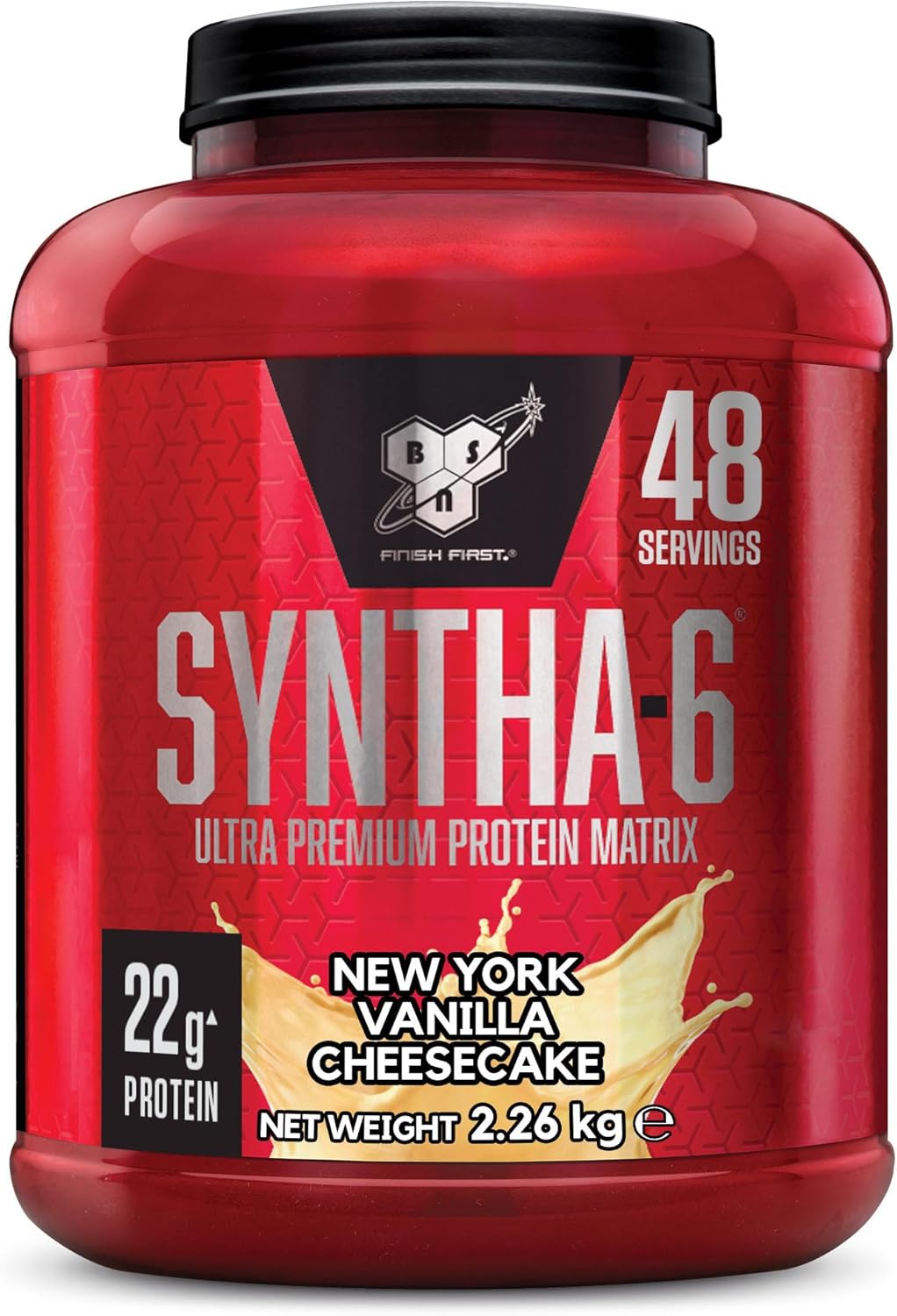 BSN Syntha 6 Ultra-Premium Protein Powder for muscle growth and repair, Low Sugar High Protein, New York Vanilla Cheesecake Flavour, 48 Servings, 2.26 kg