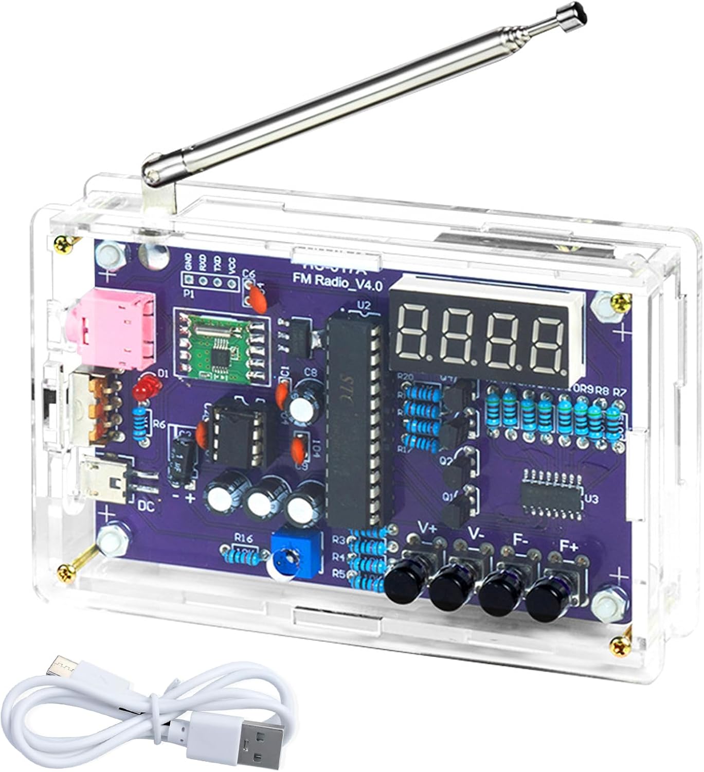 FM Radio Kit, Soldering Practice Kits, DIY Electronic Project Kit FM 87-108MHz with 2 Power Supply Modes, Soldering Learning and Teaching for Beginners, Adults, Kids