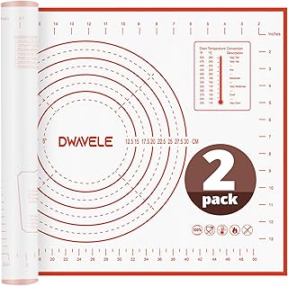 2 Pack Silicone Baking Mat, 24" x 16"Extra Thick Large Non Stick Pastry Mat Sheet for Dough Pie Crust Rolling Mats for Making Cookies Macarons Bread Baking Supplies, Easy to Clean