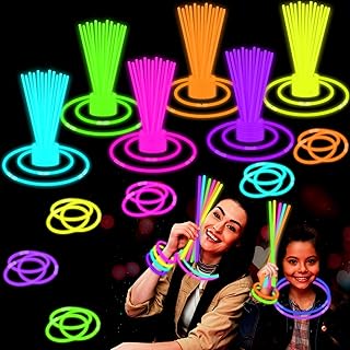 Halloween Glow Sticks Party Pack 8"-50,Light up Bracelets & Necklaces Accessories for Kids, Neon Glow in the Dark Party Favor Supplies Decorations for Halloween, Birthday, Camping Activities