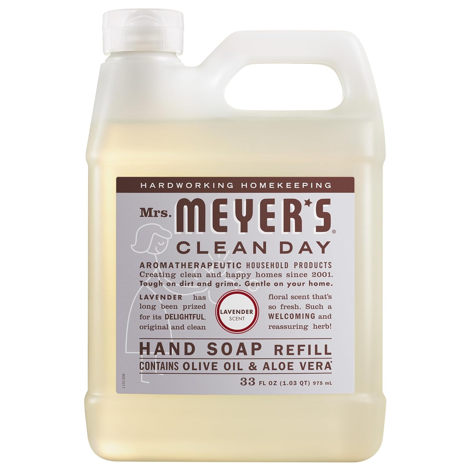 MRS. MEYER'S CLEAN DAY Liquid Hand Soap Refill, Cruelty Free, Lavender Scent, 33 Fl Oz (Pack of 1)