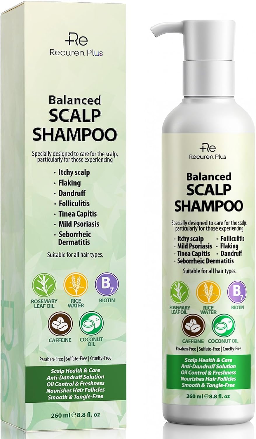Folliculitis Scalp Psoriasis Treatment Shampoo: Seborrheic Dermatitis, Dandruff & Itchy Scalp Relief with Salicylic Acid, Piroctone Olamine, Rosemary & Coconut Oil