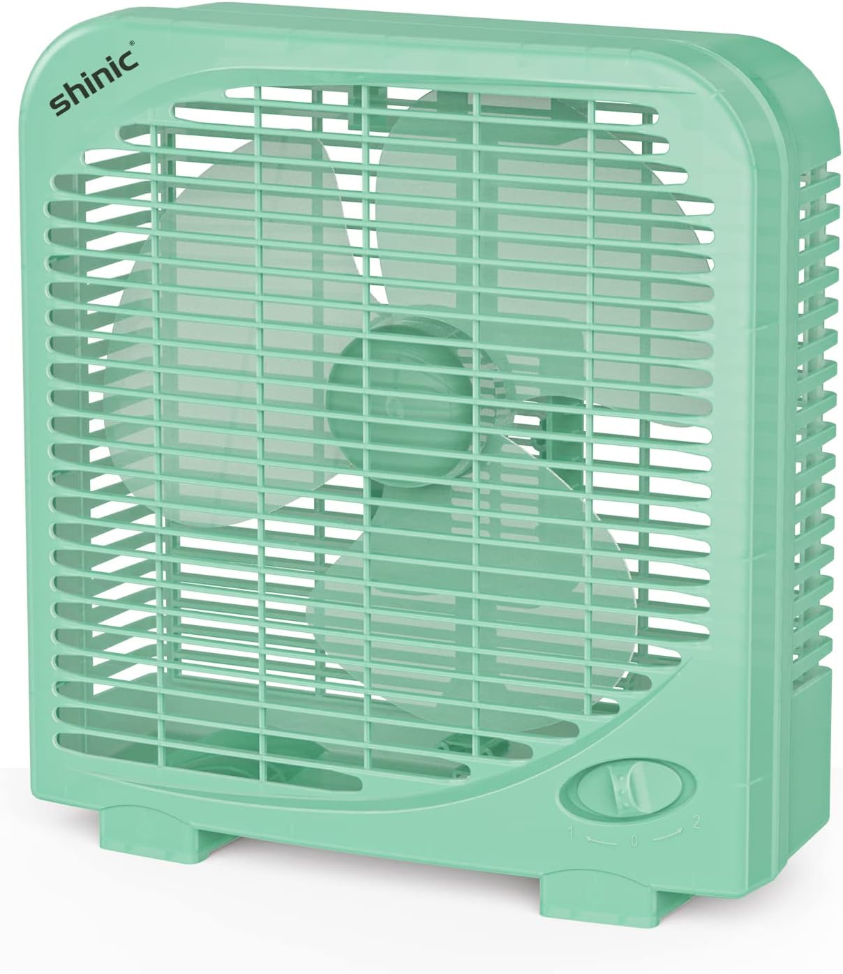 shinic 10" Tabletop Box Fan for Bedroom, 2 Speeds, Quiet Table Fan with Strong Airflow, Energy Efficient Small Box Fan, Portable Kitchen Exhaust Fan for Bedroom Bathroom Office Dorm Workshop, Green