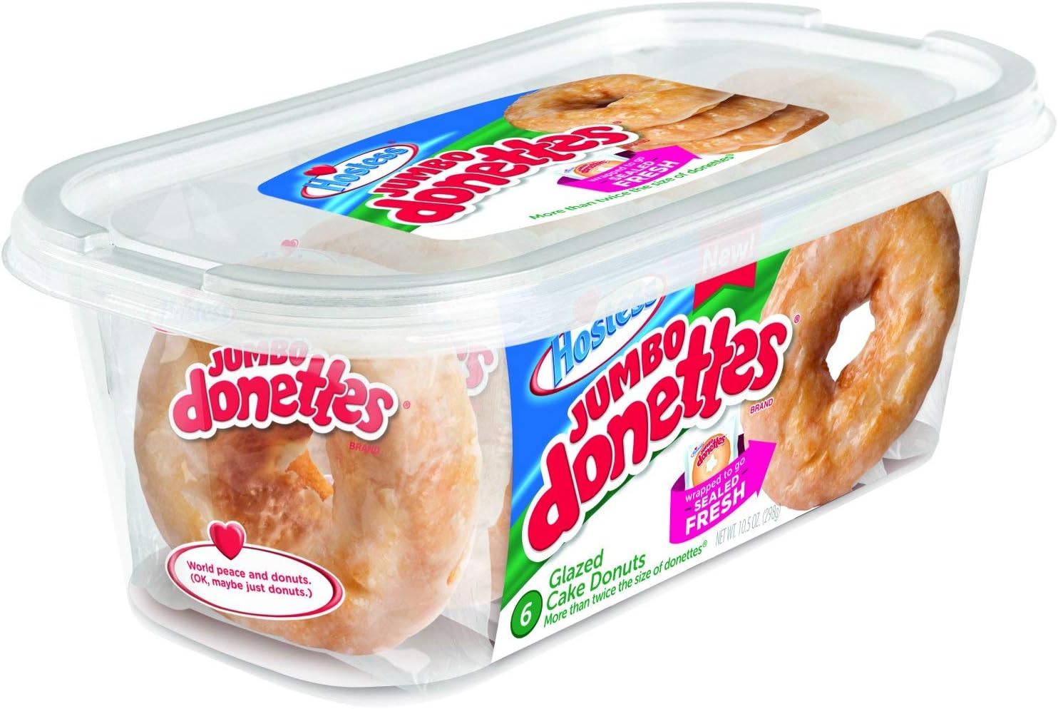 Hostess Jumbo Glazed Donettes - 6 Donuts - 298g - Individually Wrapped