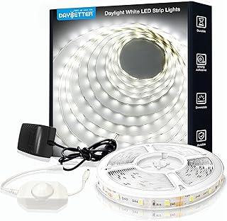 DAYBETTER White LED Strip Light, 20 ft Dimmable Bright Rope Light, 6500K 24V Light Strips, 360 LEDs 2835 Tape Lights for Bedroom, Kitchen, Mirror, Home Decoration(1 Roll)