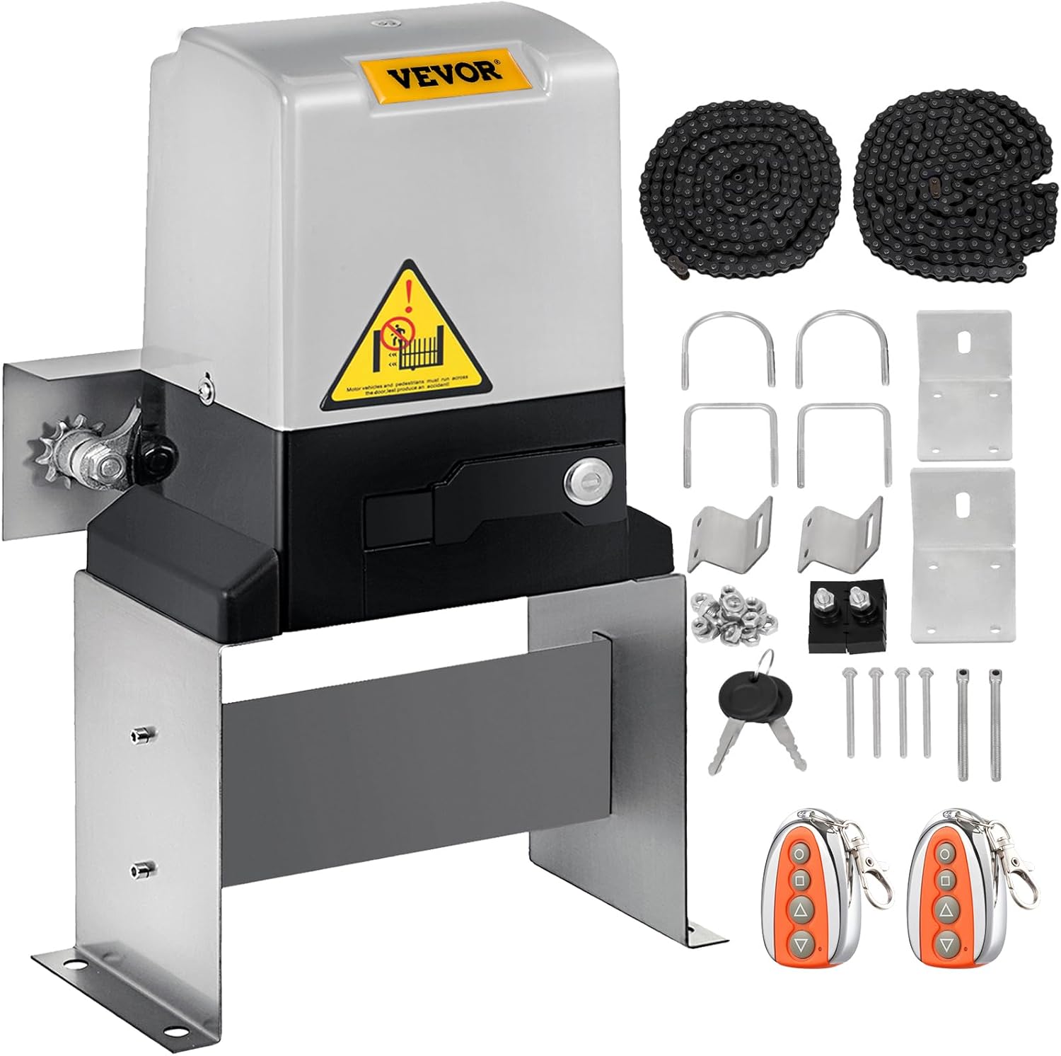 Happybuy Automatic Sliding Gate Opener 1400LBS with 2 Remote Controls, Gate Operator Hardware Kit for Security, Move Speed 43ft Per Min, Electric Rolling Driveway Slide Gate Motor