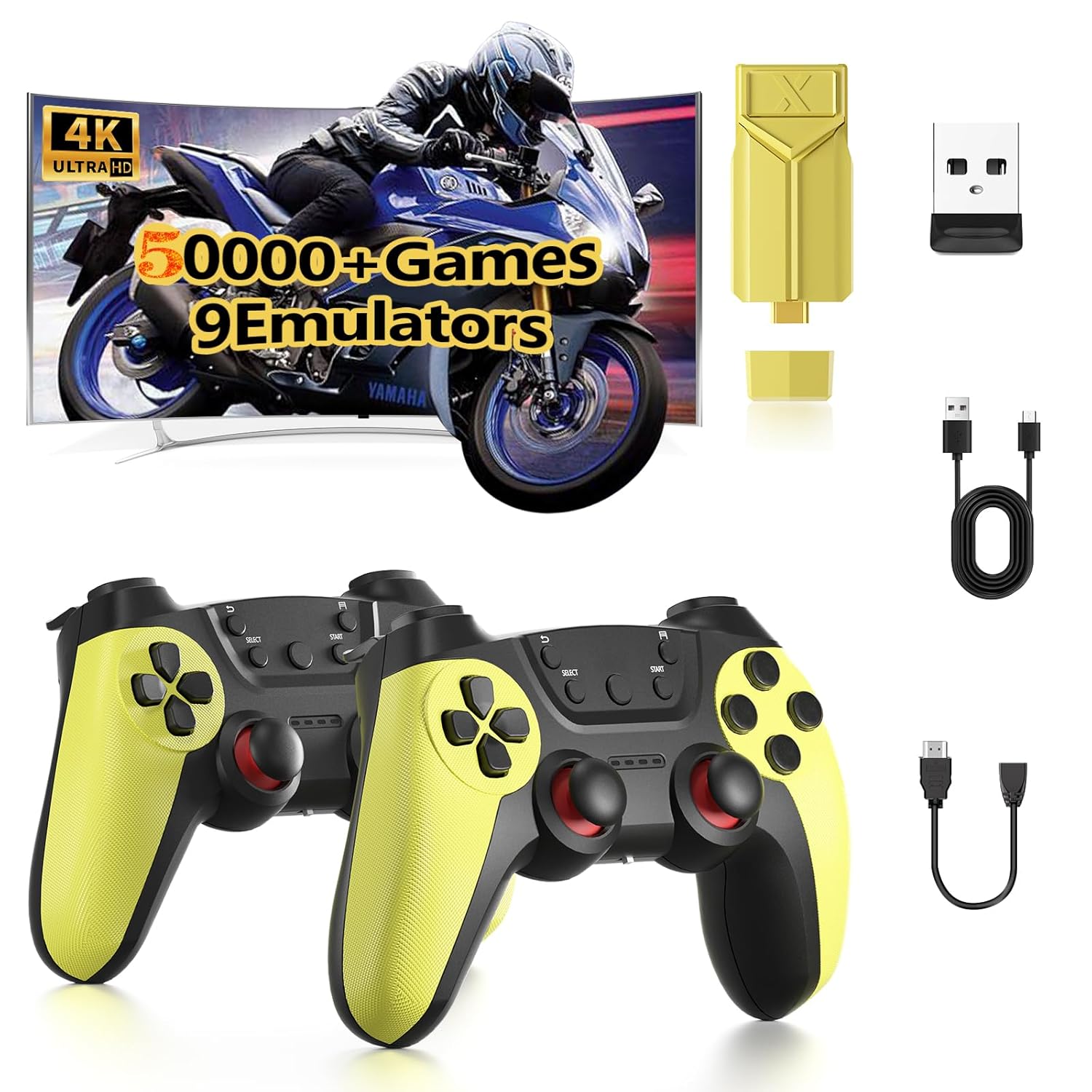 50,000+ Wireless Retro Game Stick, Retro Gaming Console, Retro Game Console, HDMI TV Display Device HD Output, Revisit Classic Video Game Plug and Play, Premium Competitive Dual Controllers