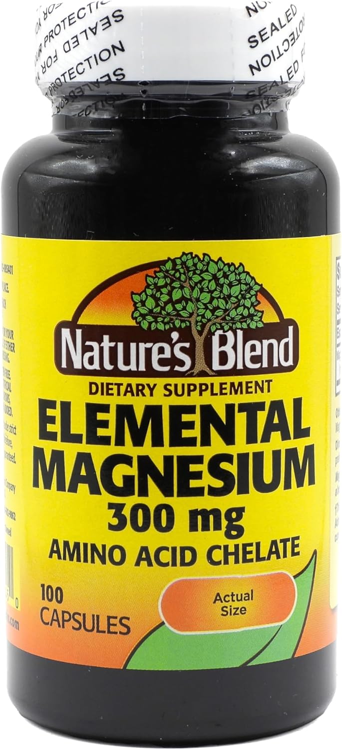 Nature's Blend Elemental Magnesium Amino Acid Chelate 300 mg, 100 Count