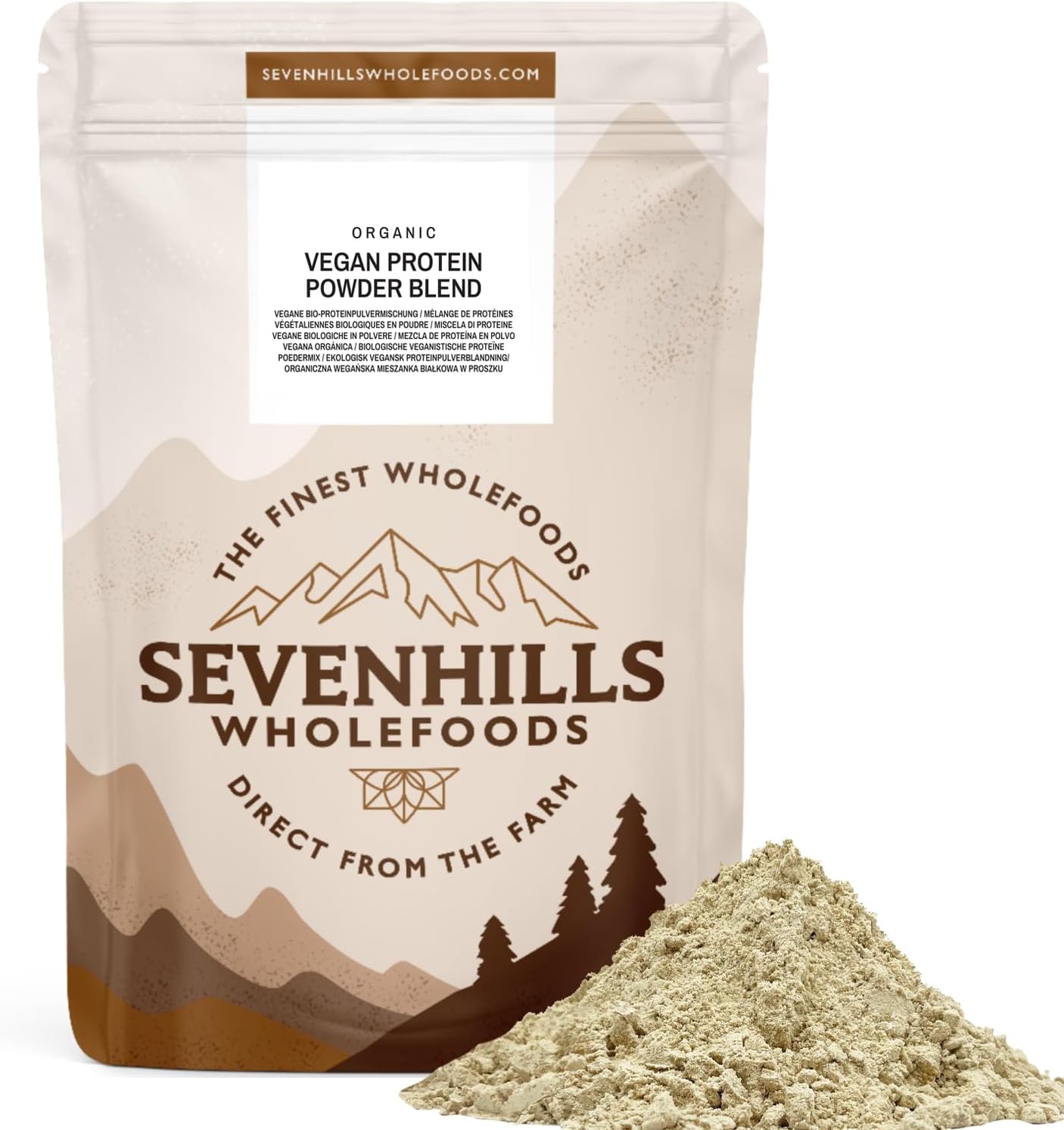 Sevenhills Wholefoods Organic Vegan Natural Protein Powder Blend 900g, with Rice, Hemp & Pea Protein, unsweetened & unflavoured, no additives, Dairy & Soy Free