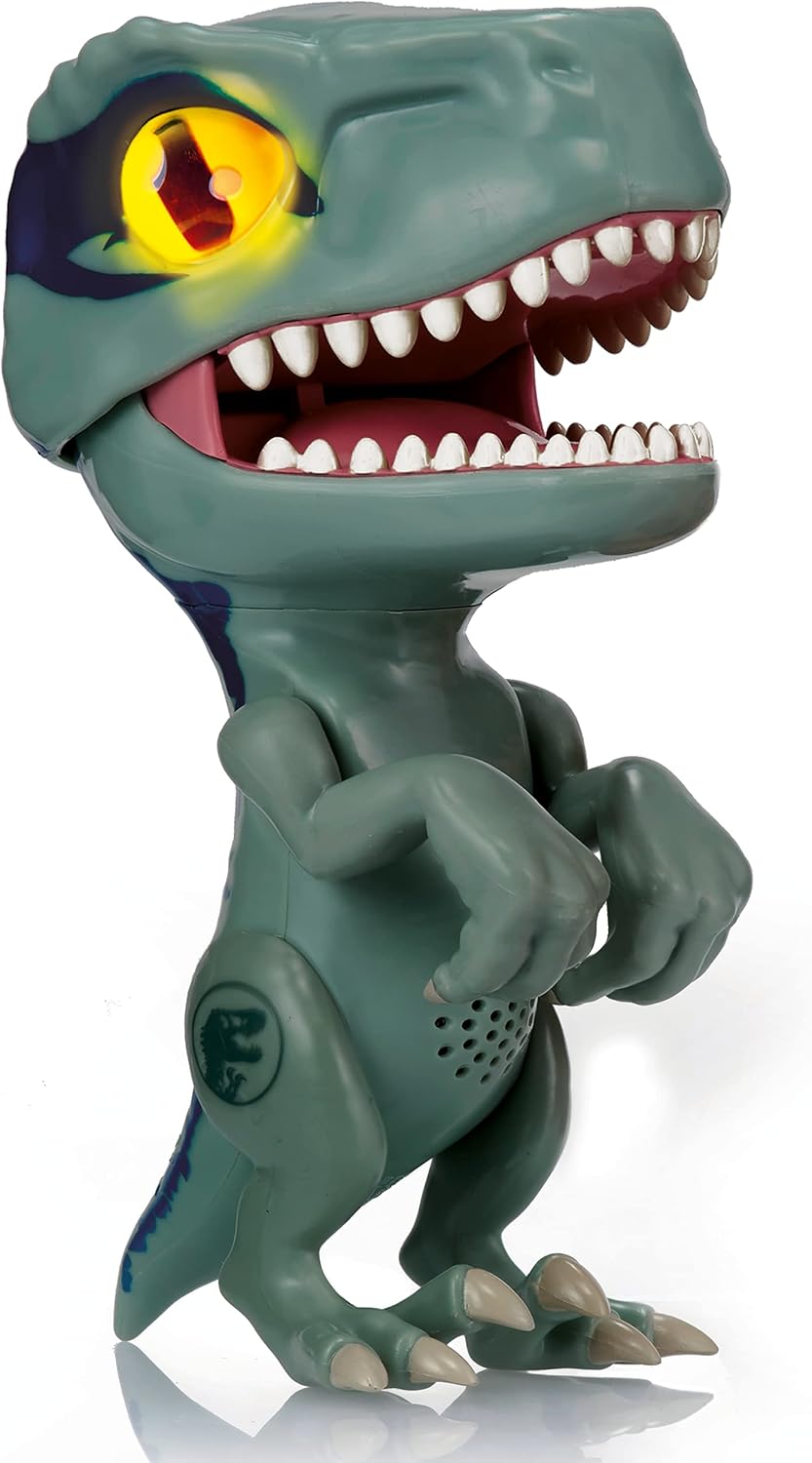 WOW! STUFF Jurassic World Trigger Chomper - Velociraptor Blue | Roaring, Light-Up Dinosaur Toy | Official Dominion Merchandise and Gifts for Boys and Girls, Aged 5+, Multicoloured