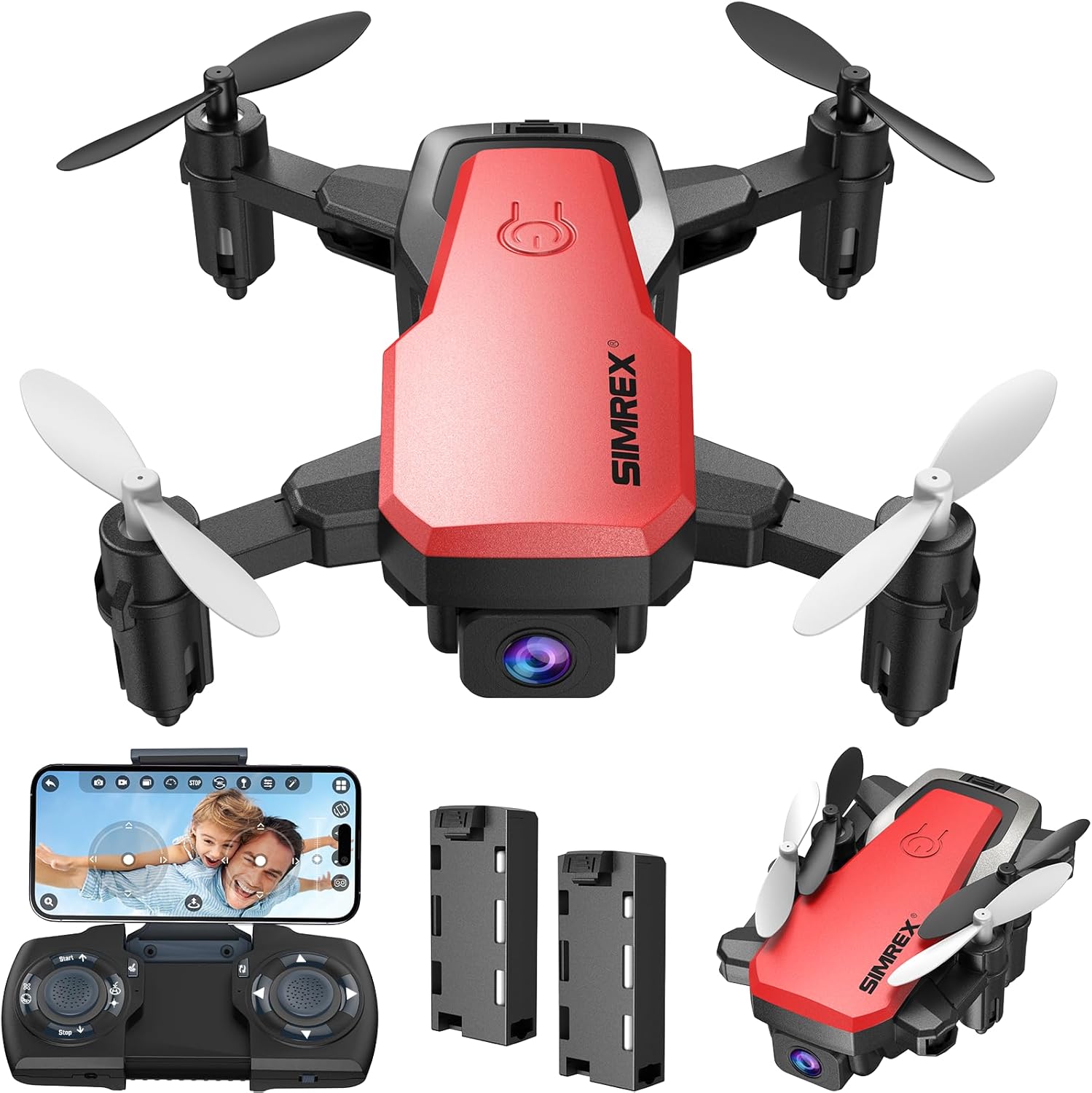 X300C Mini Drone With Camera 720P HD FPV, RC Quadcopter Foldable Drone, Mini Drone With Altitude Hold, 3D Flip, Headless Mode, Gravity Control and 2 Batteries, Gifts for Kids, Adults, Beginner, Red