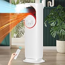 Tower Fan and Heater Combo with Humidification, 4 in 1 Space Heaters for Indoor Use, 120°Oscillating, 1800W, 2 Speed Heating, 3 Speed Cooling, Remote Control, 9H Timer for Bedroom Room Office