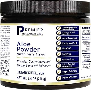Premier Research Labs Aloe Powder - Aloe Vera Powder, Aloe Vera Drink Mix for Skin and Digestion, Powder Aloe Barbadensis Leaf Extract with Acemannan, Freeze Dried - Mixed Berry, 7.4 Oz (30 Servings)