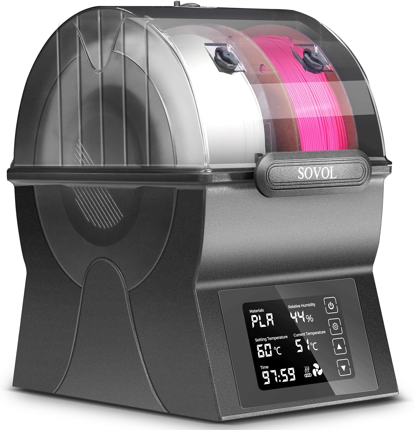 Sovol Filament Dryer, SH02 Dry Box Filament Sealed Storage Box 3D Printer Spool Holder with PTC Heater, Filament Dehydrator with Touch Screen, One Key Set, Compatible with PLA PETG TPU ABS 1.75/2.85mm