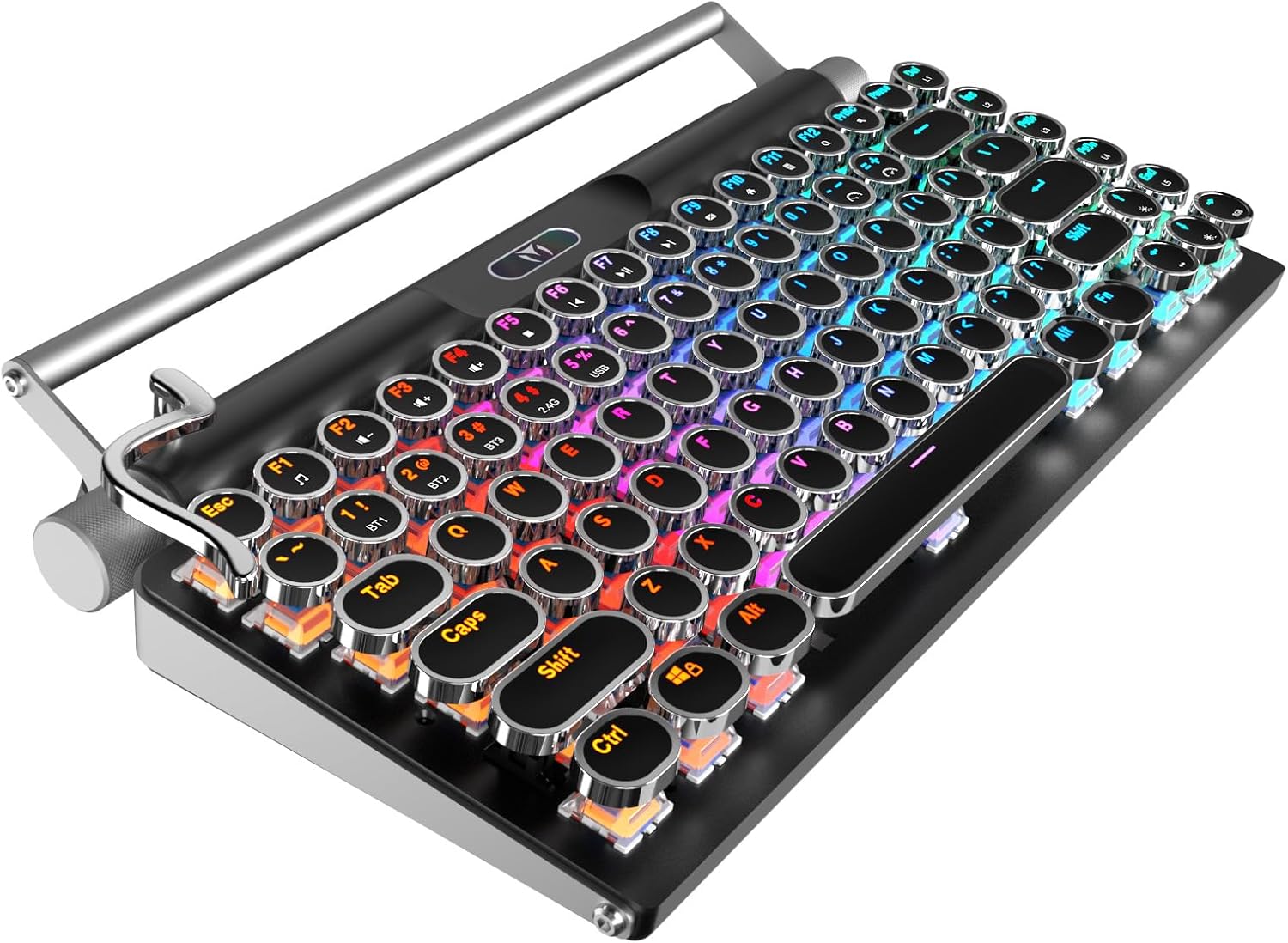 Wireless Typewriter Keyboard, Mechanical and Retro Computer Typewriter Keyboard,Gaming Keyboard， Punk dot keycaps for Laptop/Desktop/MAC/Mobile Phone