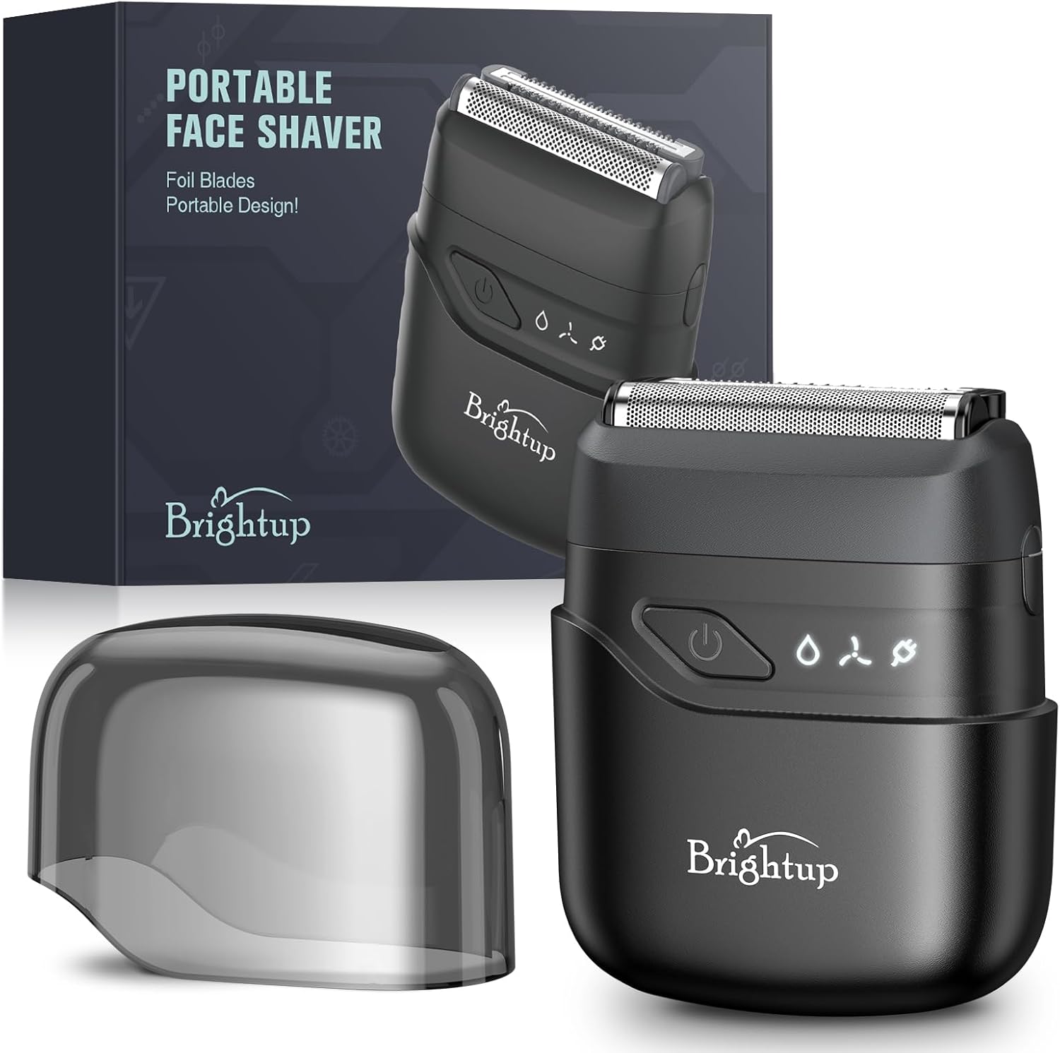 Brightup Mini Foil Shaver, Portable Electric Razor for Men, Compact Travel Face Shaver, USB-C Rechargeable, Waterproof, Cordless, Dual-Action Blades for Smooth Shaving