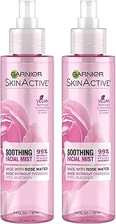 Garnier Facial Mist Spray with Rose Water, 4.4 Fl Oz (130mL), 2 Count (Packaging May Vary)