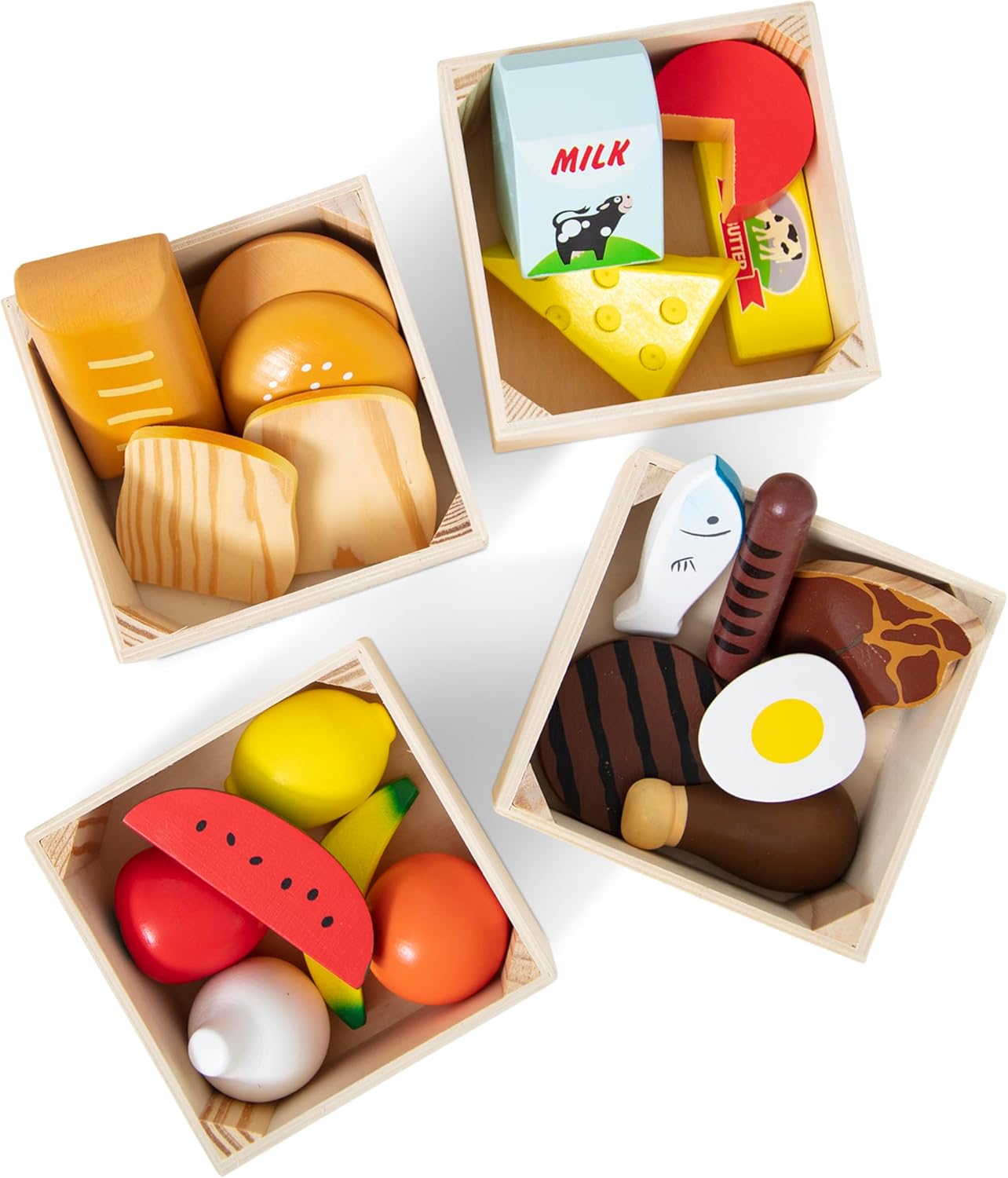 Melissa & Doug Food Groups - 21 Hand-Painted Wooden Pieces and 4 Crates